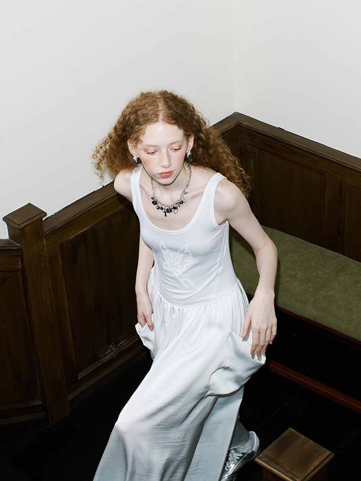 DIDDI MODA Elegant Swallow Embroidered A Line Dress With Pockets