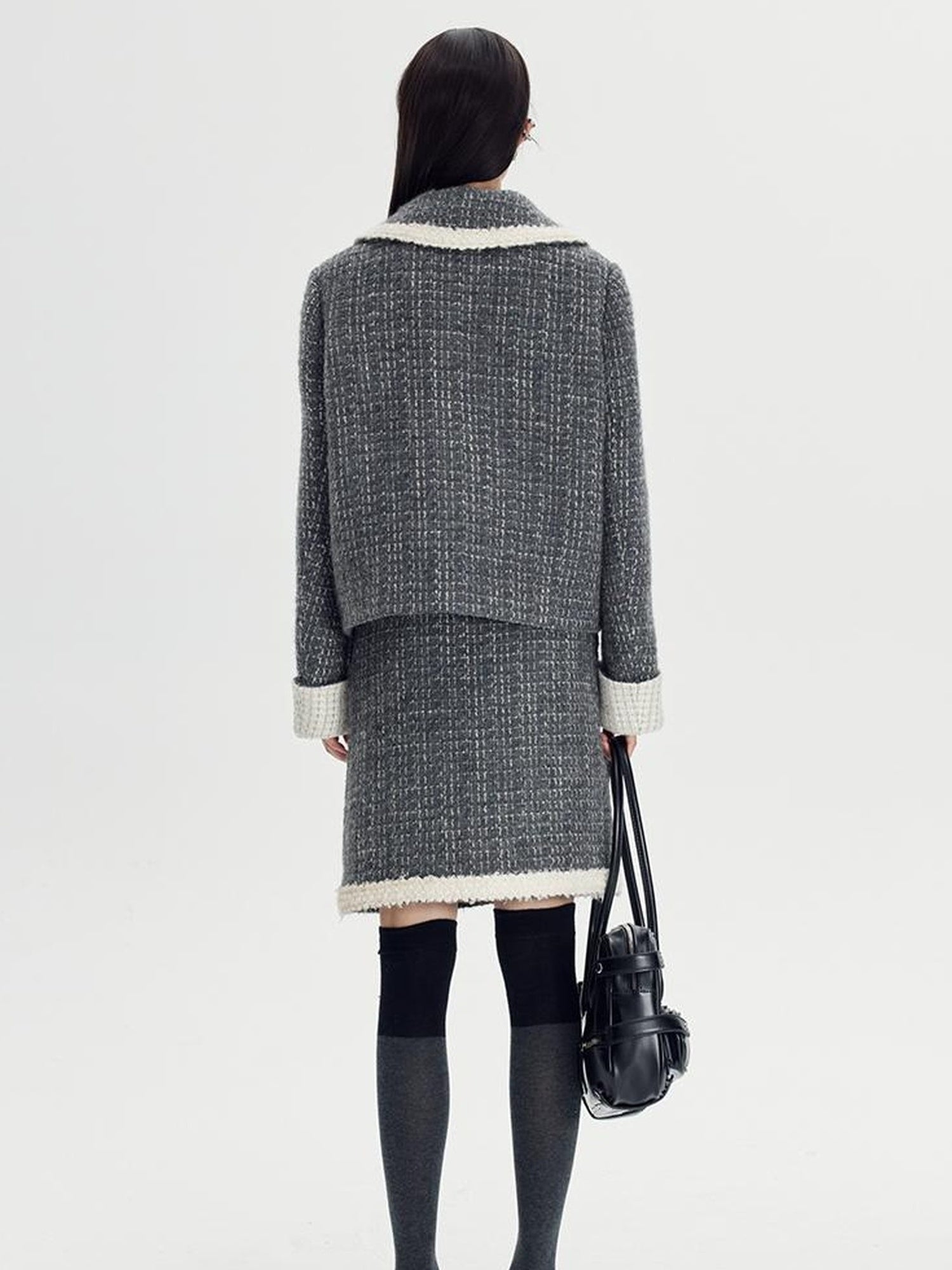 DIDDI MODA Elegant Tweed Scholar Set With Horn Buttons