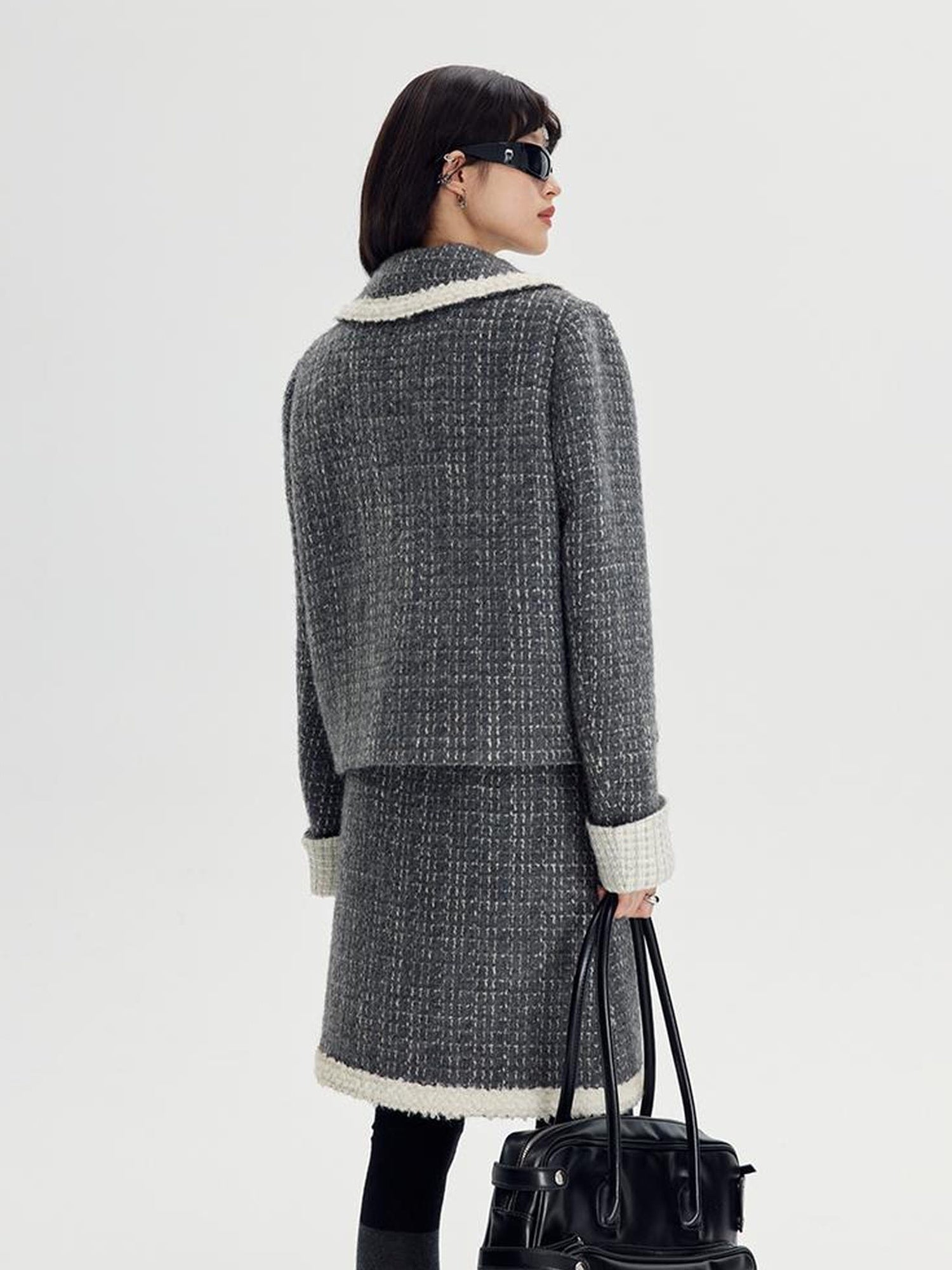 DIDDI MODA Elegant Tweed Scholar Set With Horn Buttons