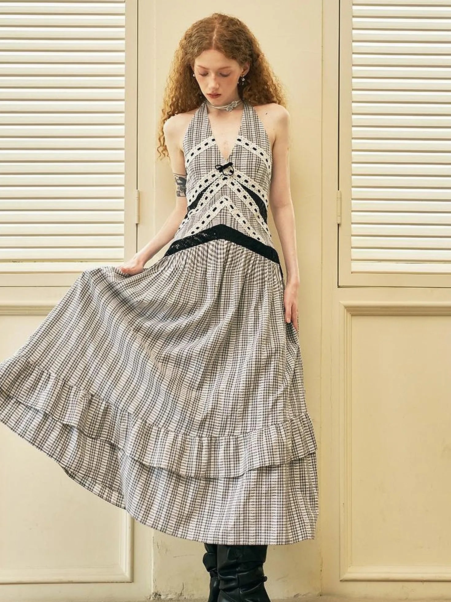 Elegant V Neck Lace Sequin Resort Maxi Dress