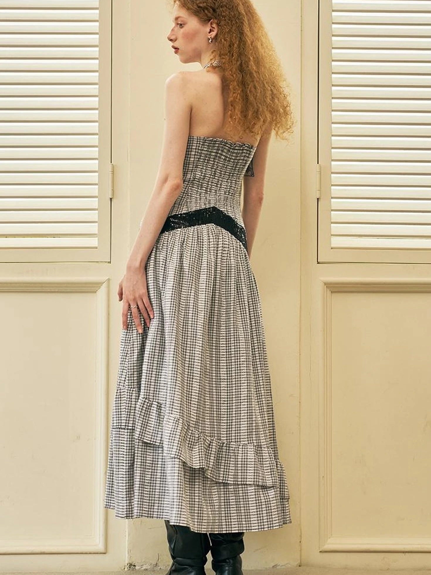 Elegant V Neck Lace Sequin Resort Maxi Dress