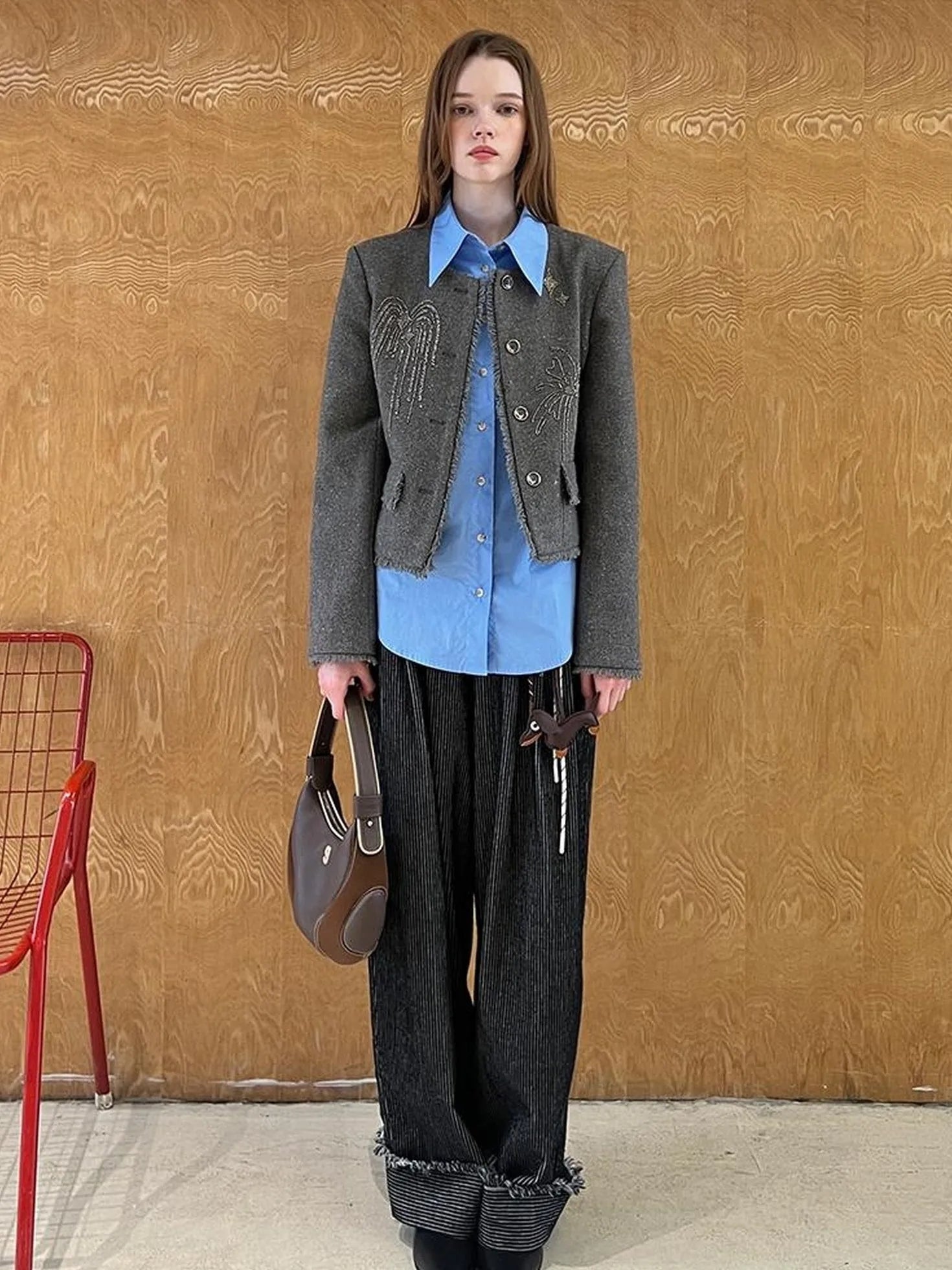 Embroidered Tweed Short Jacket With Beaded Fireworks