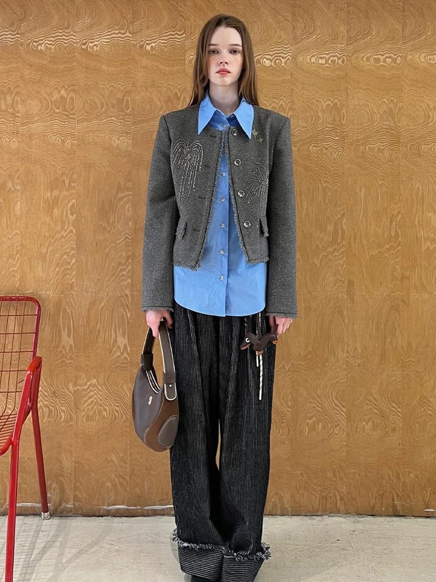 Embroidered Tweed Short Jacket With Beaded Fireworks