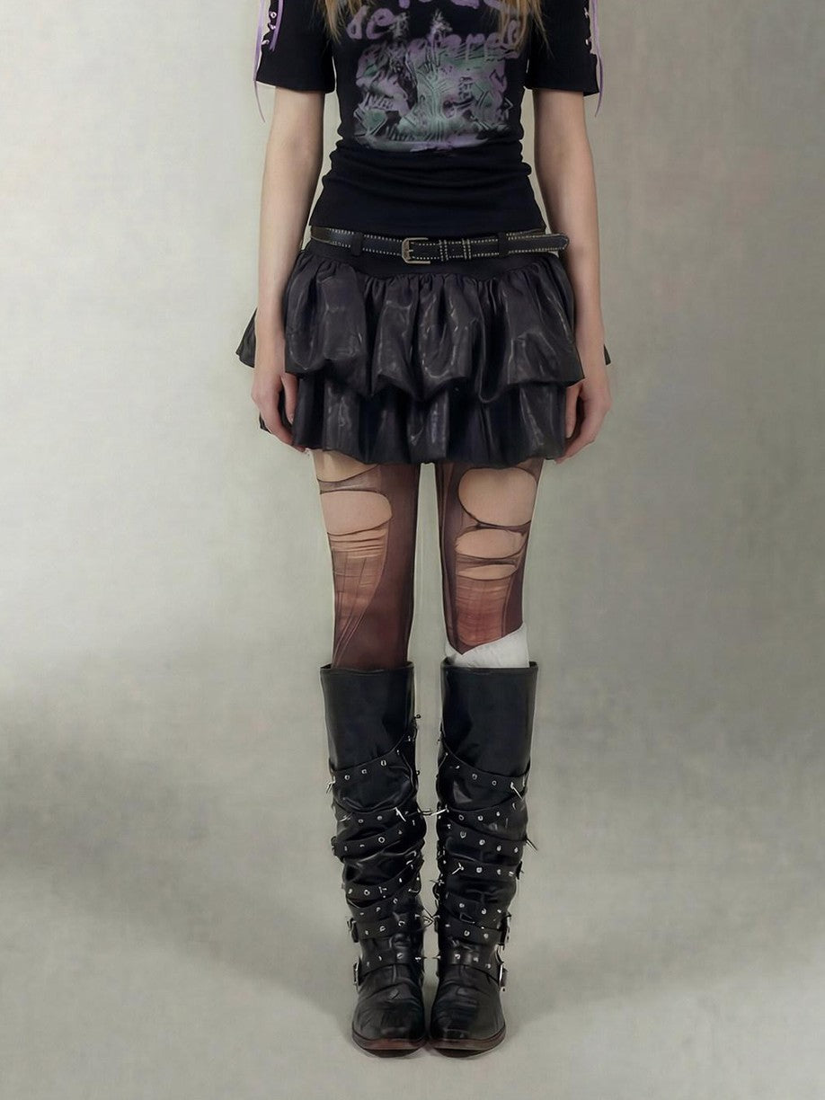 Emoha Black Lace Up One Shoulder Letter Print Women&