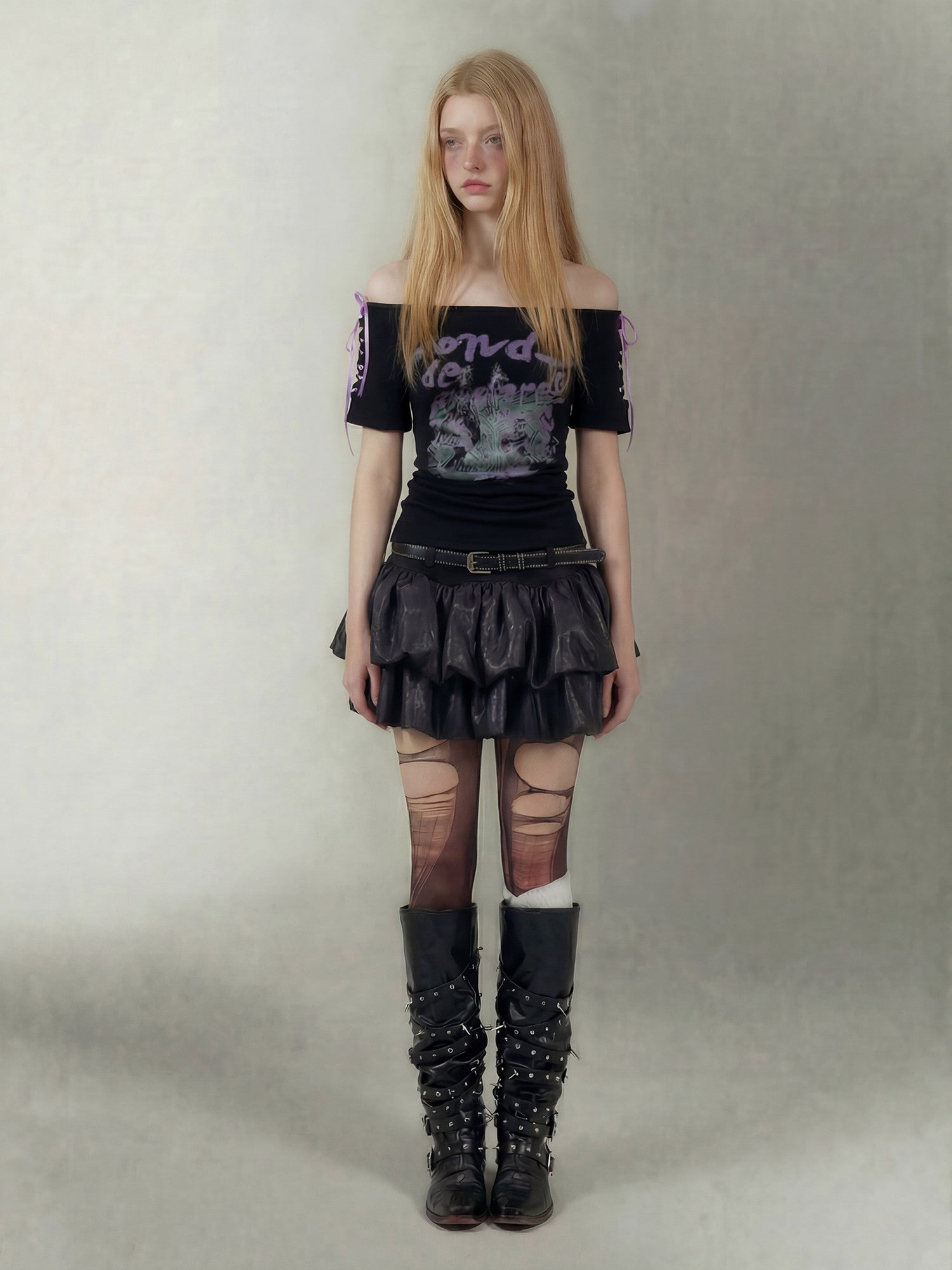 Emoha Black Witch Puffy Punk Ballet High Waist Women&