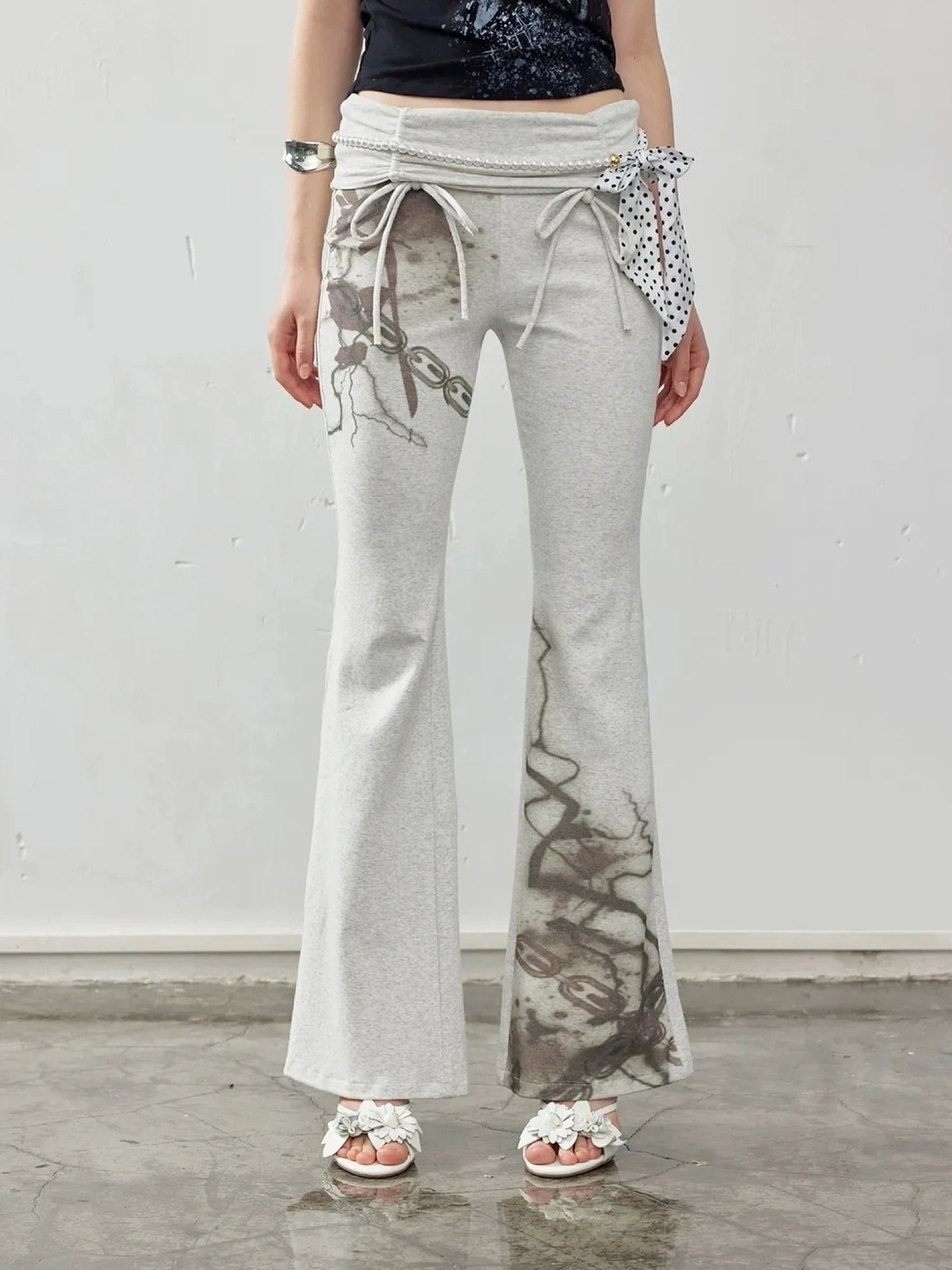 Emoha Cool Tech Floral Print High Waist Flared Sweatpants