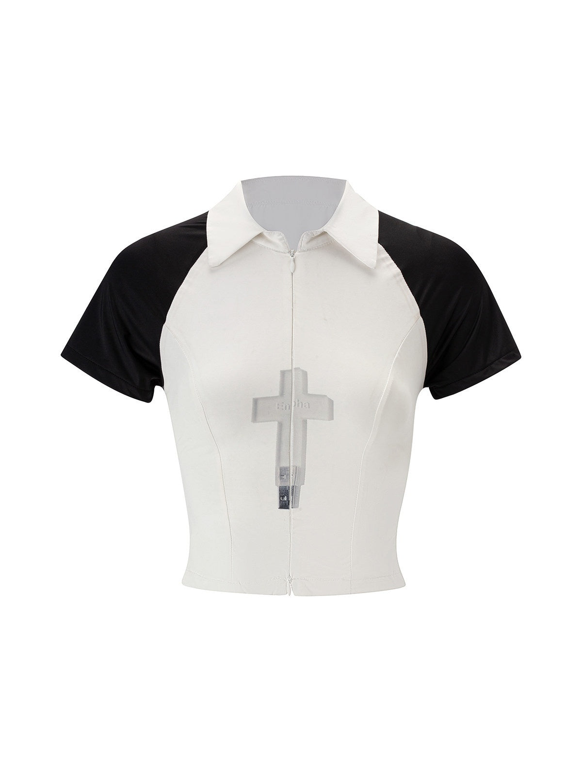 Emoha_Cross_Print_Zip_Polo_Raglan_Women&