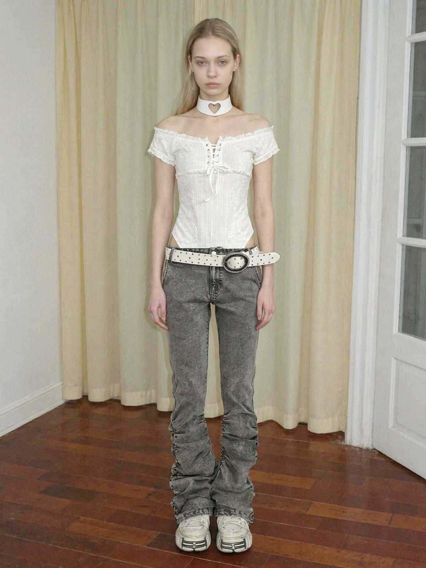 Emoha Gray Vintage Low Waist Ruched Women&