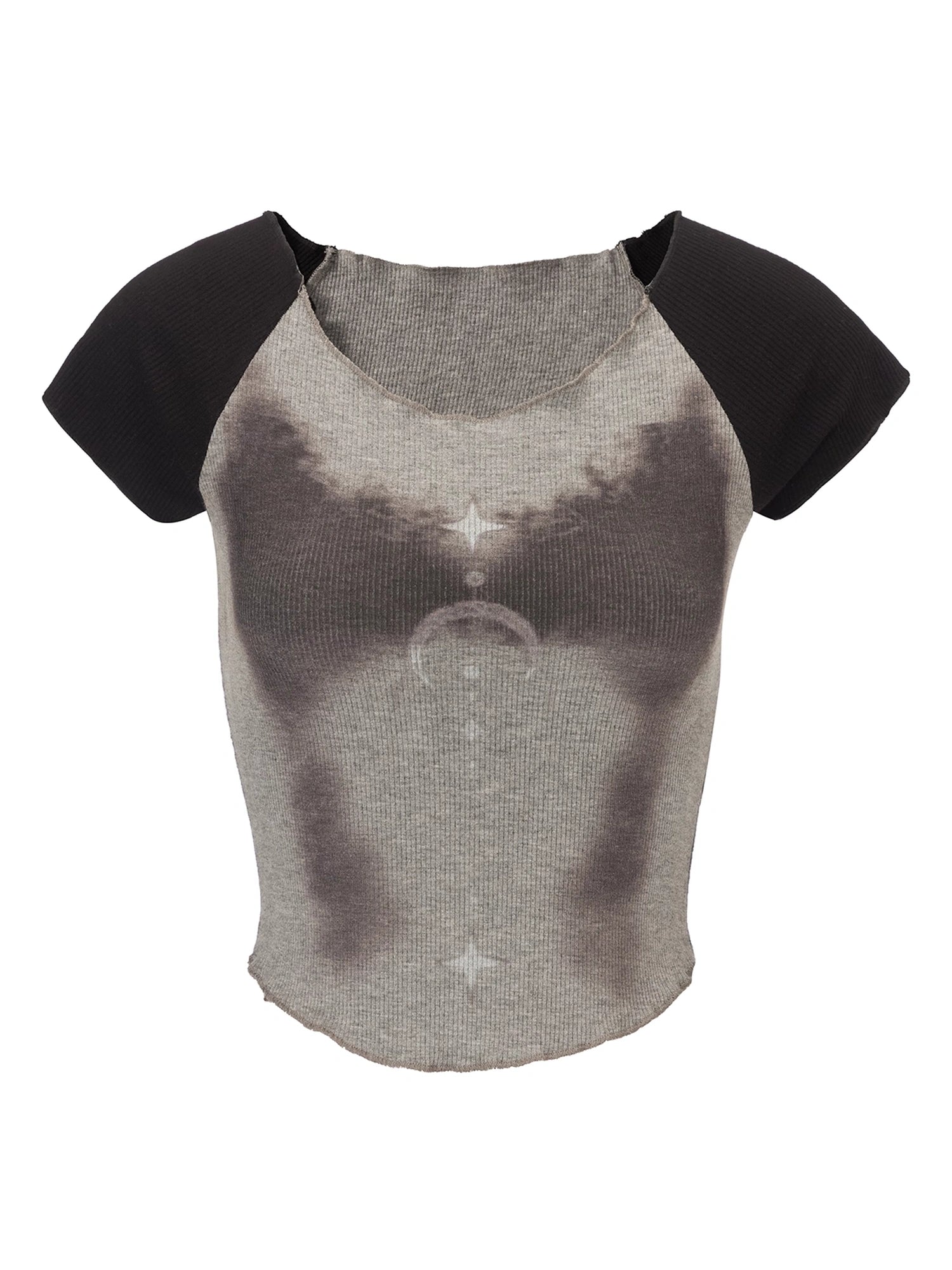 Emoha_Gray_Witch_Print_Raglan_Tee_V-neck_T-shirt_Long_Sleeve_MISSTT