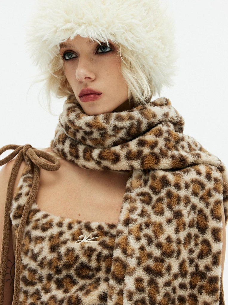 Emoha Leopard Print Embroidered Cat Paw Warm Women&
