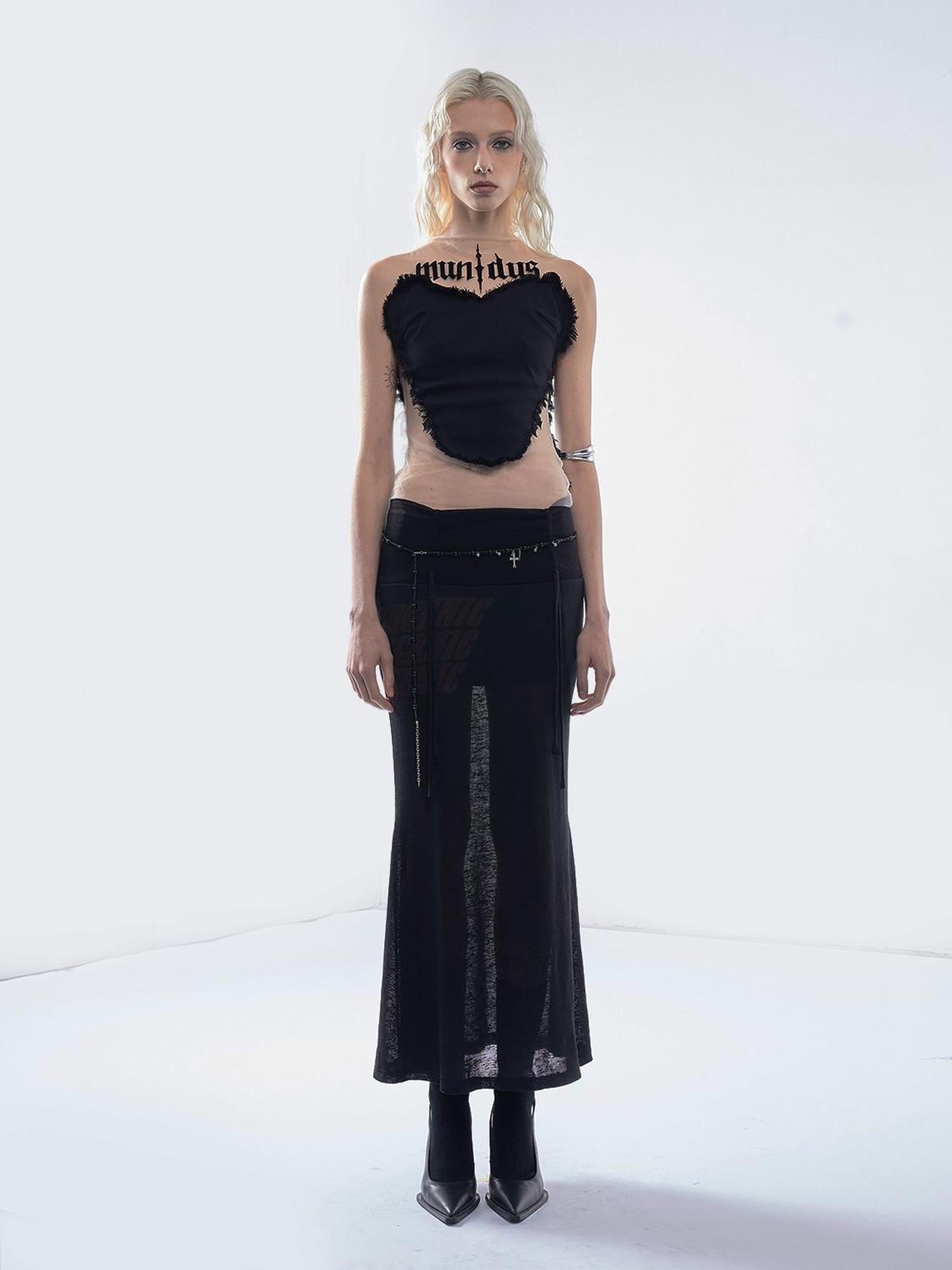 Emoha Punk Letter Print Drawstring Mid Waist Women&