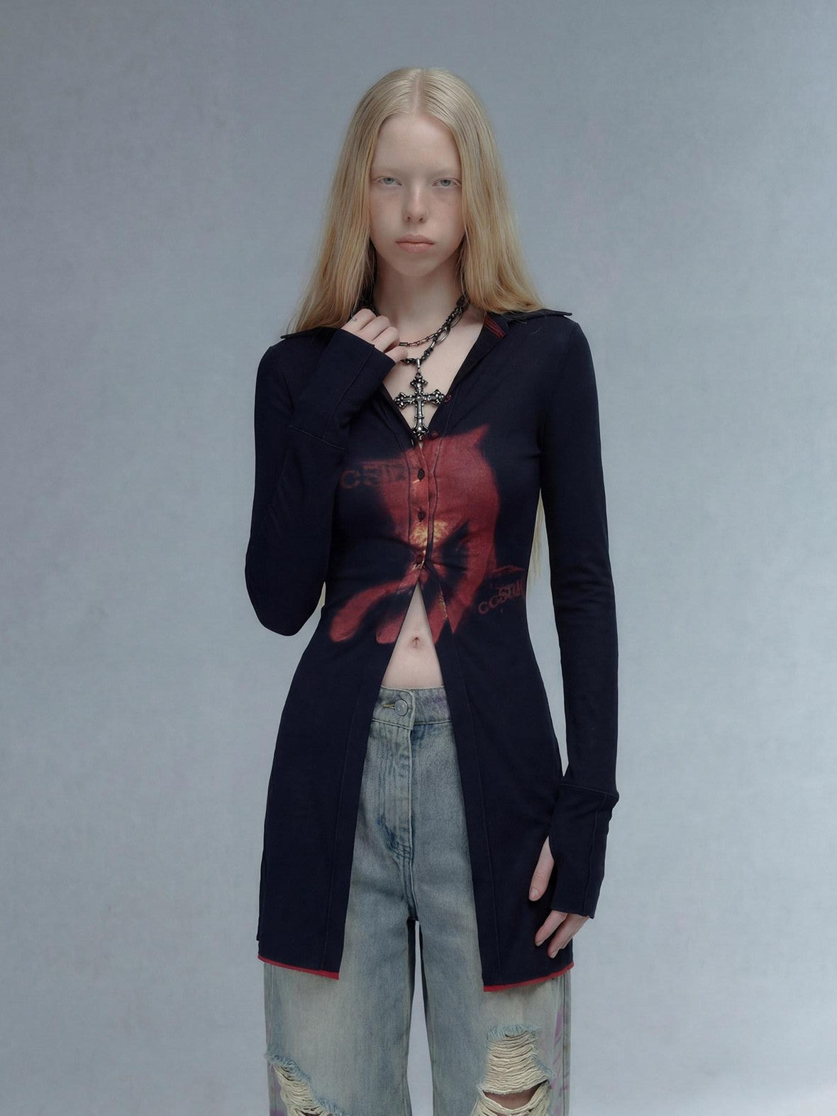 Emoha Punk Rock Band Print Y2k Slim Women&