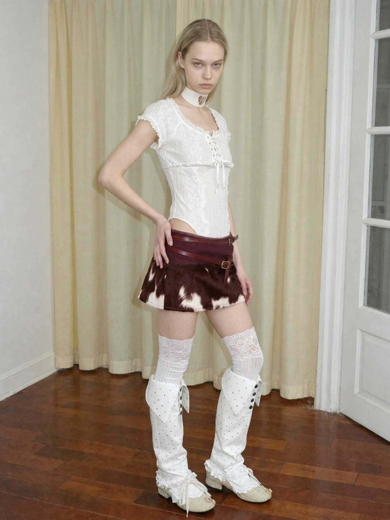 Emoha Shimmer Cow Print Pony Hair Patchwork Women&