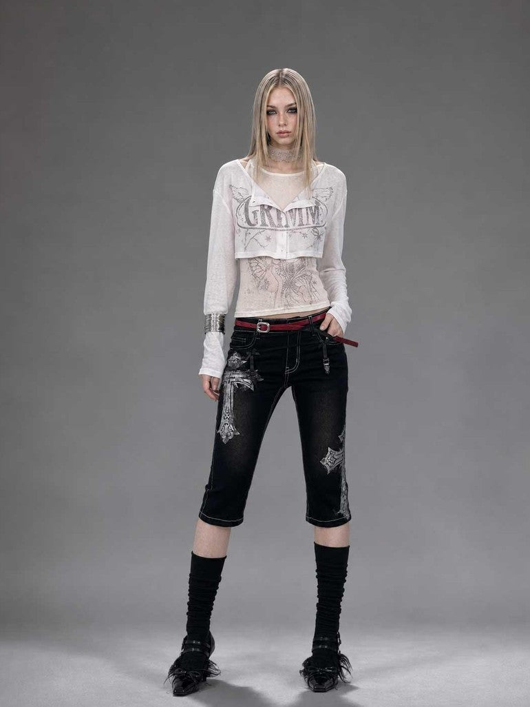 Emoha Silver Letter Print Slim Fit Lycra Women&