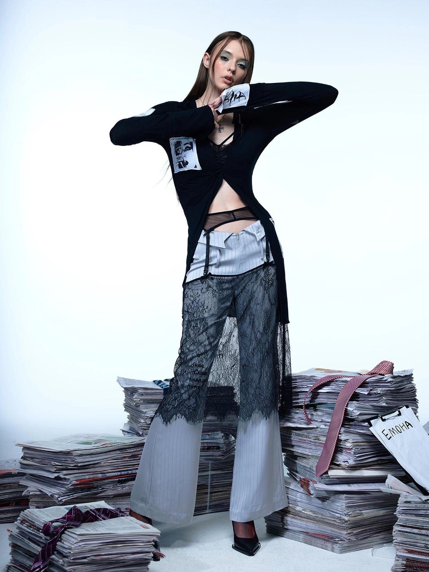 Emoha Vintage Punk Patchwork Sunshield Shirt