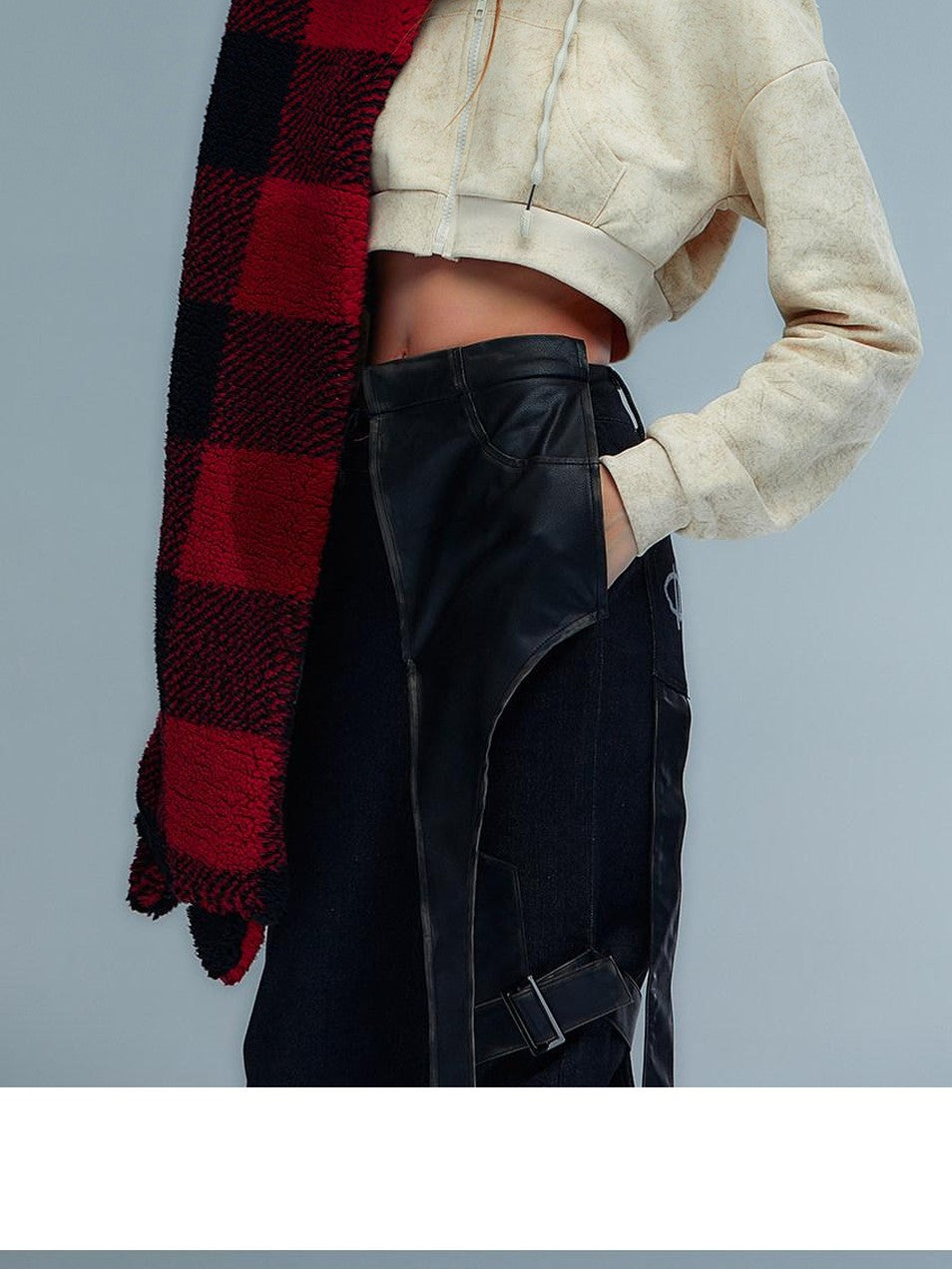 Emoha Y2k Cute Rivet Check Grid Punk Cat Women&