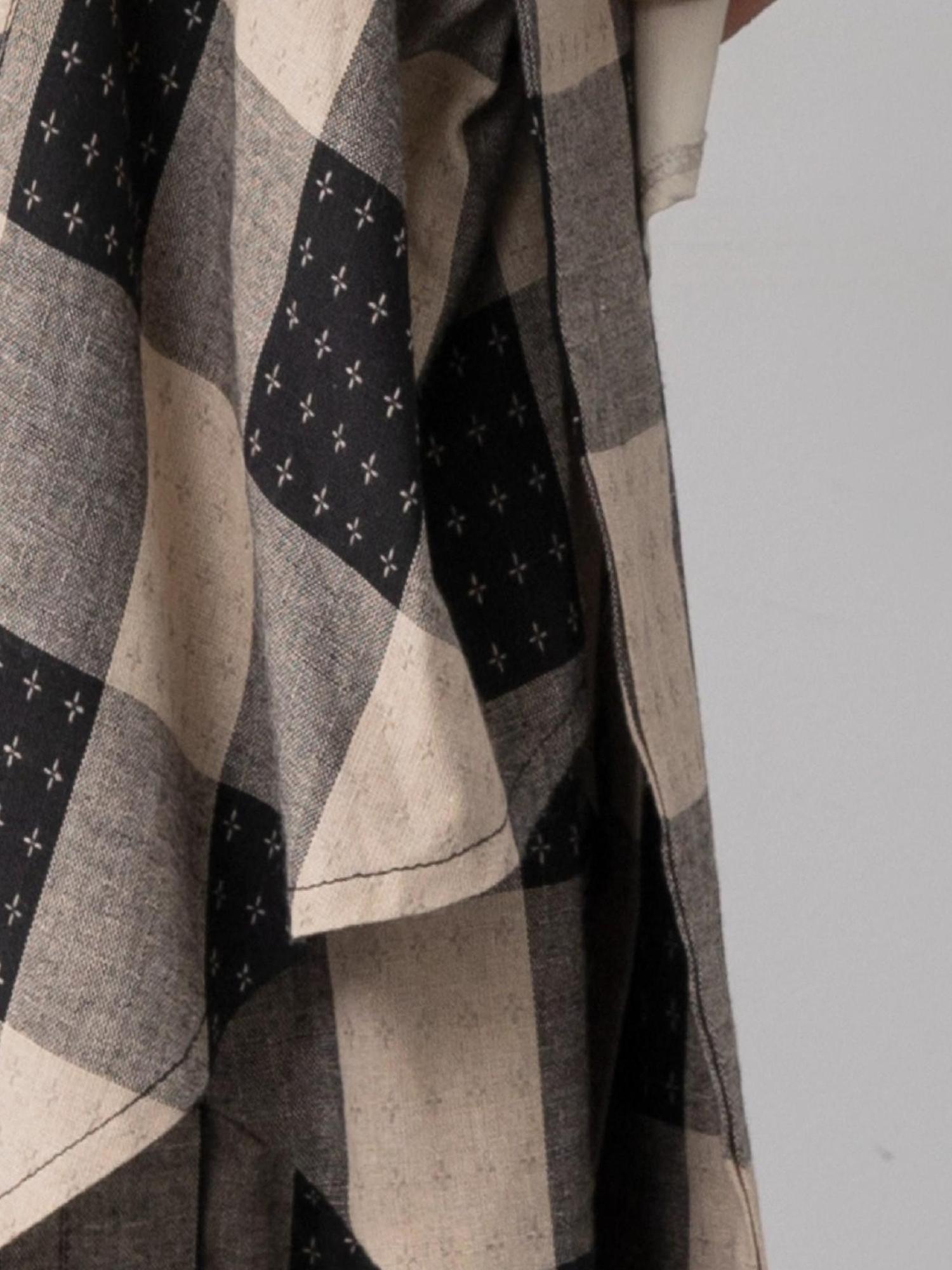 Sweet Mi Emotional Grid Deconstructed Skirt In Nature S Weave