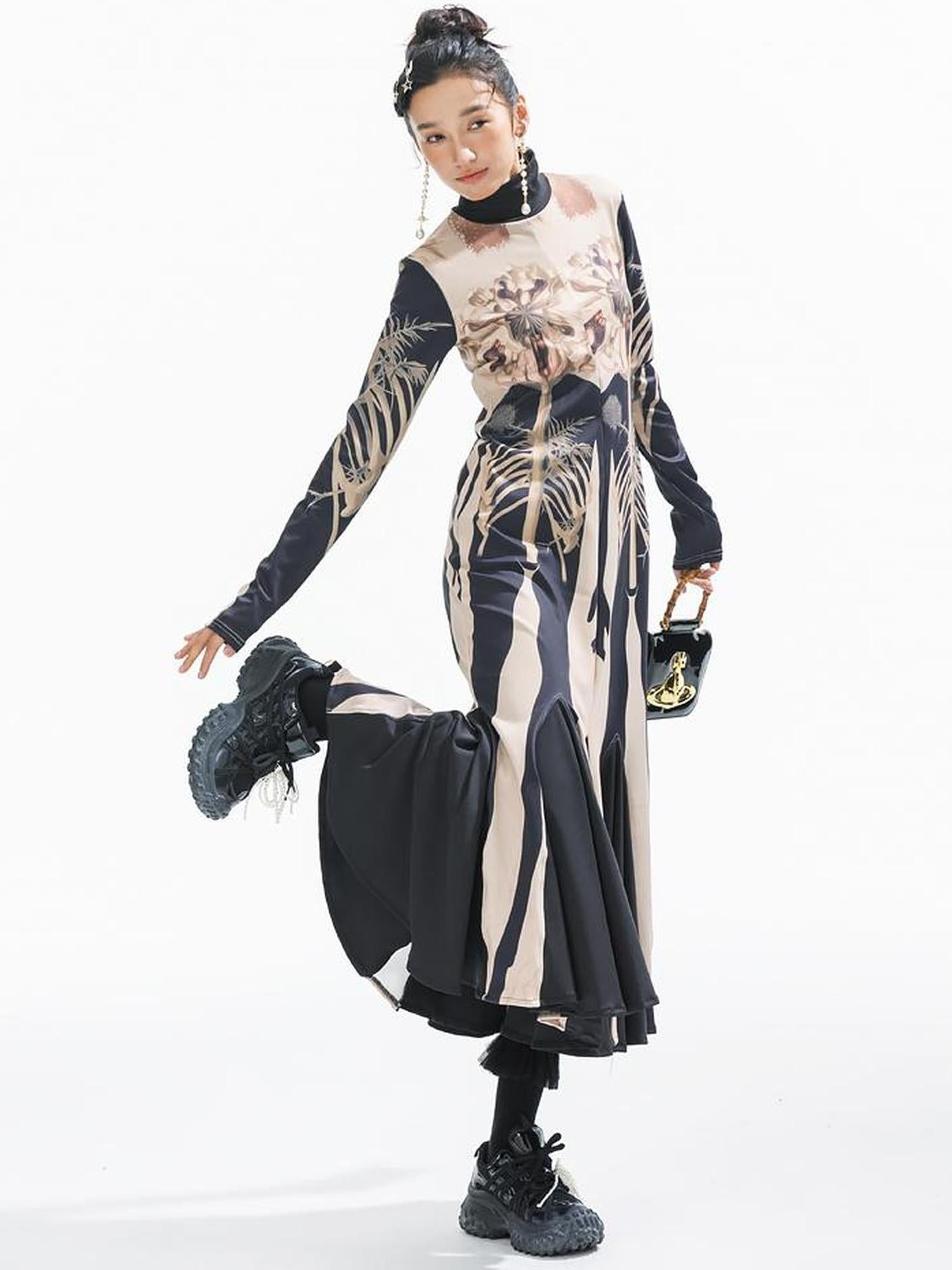 Sweet Mi Ethereal Abyss Floral Mermaid Maxi Dress