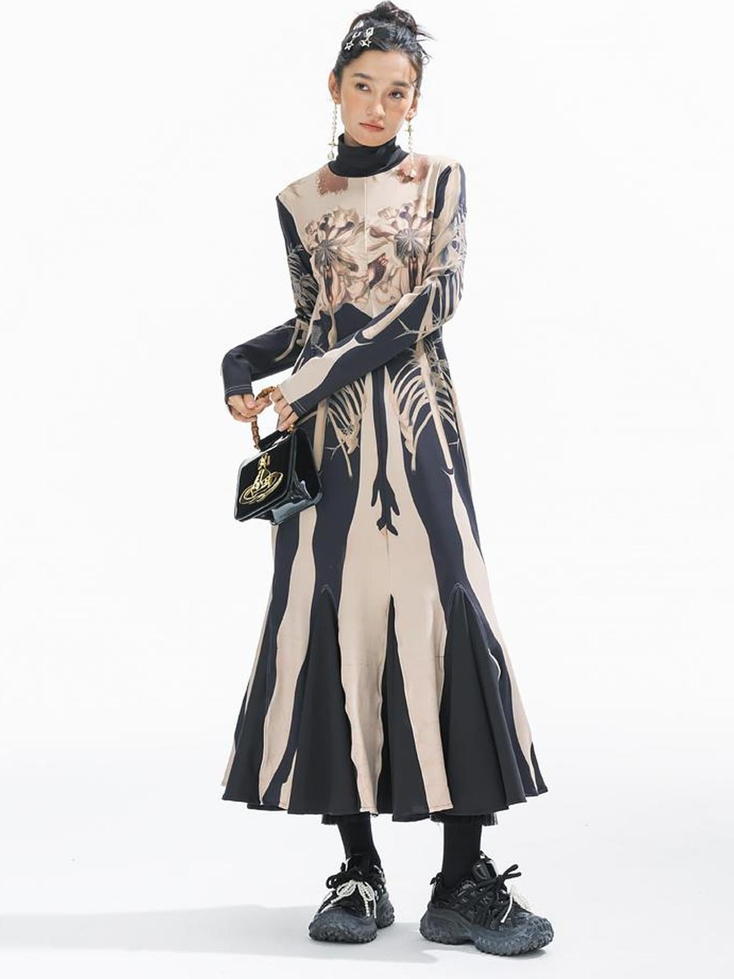 Sweet Mi Ethereal Abyss Floral Mermaid Maxi Dress