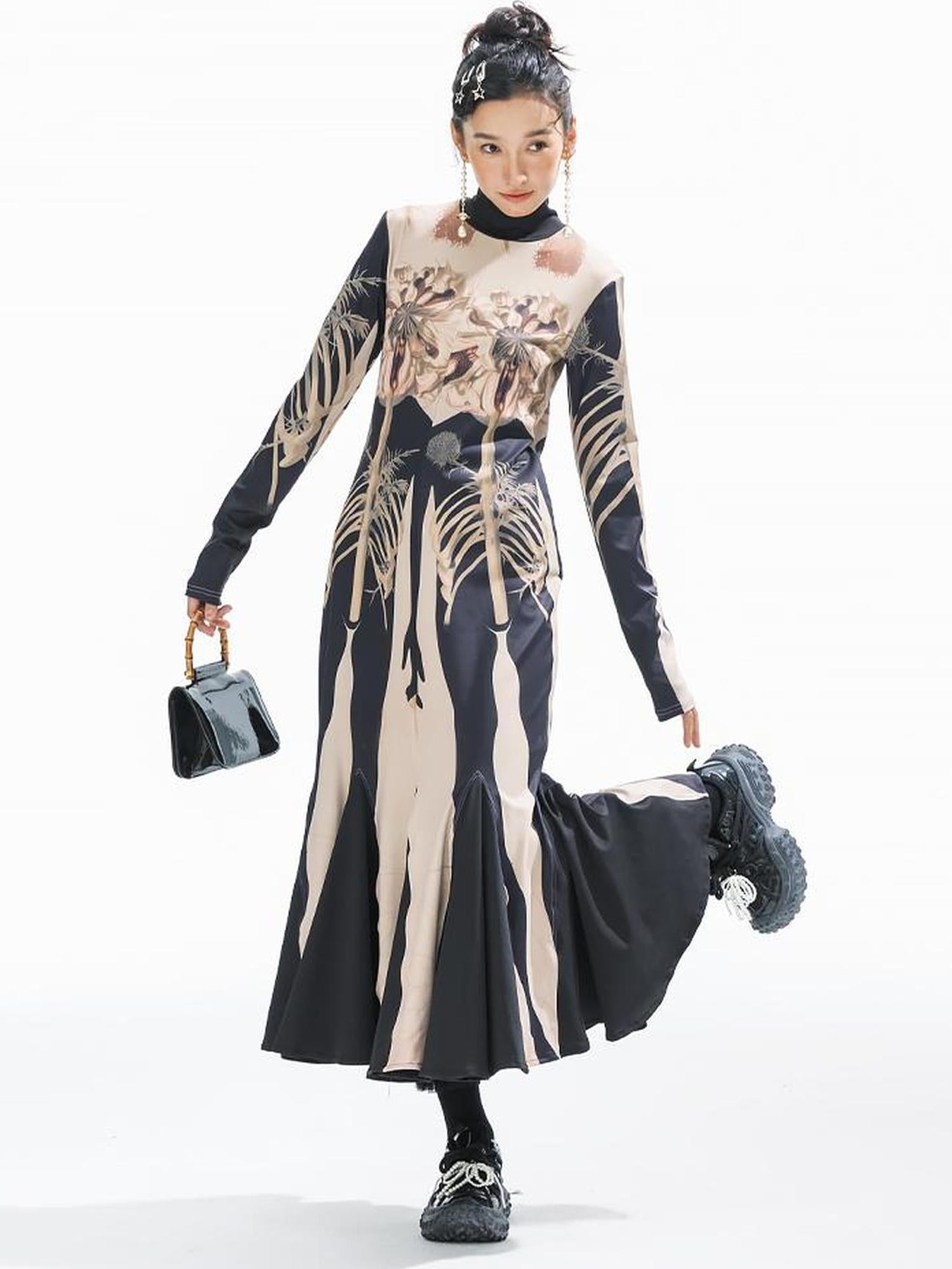 Sweet Mi Ethereal Abyss Floral Mermaid Maxi Dress