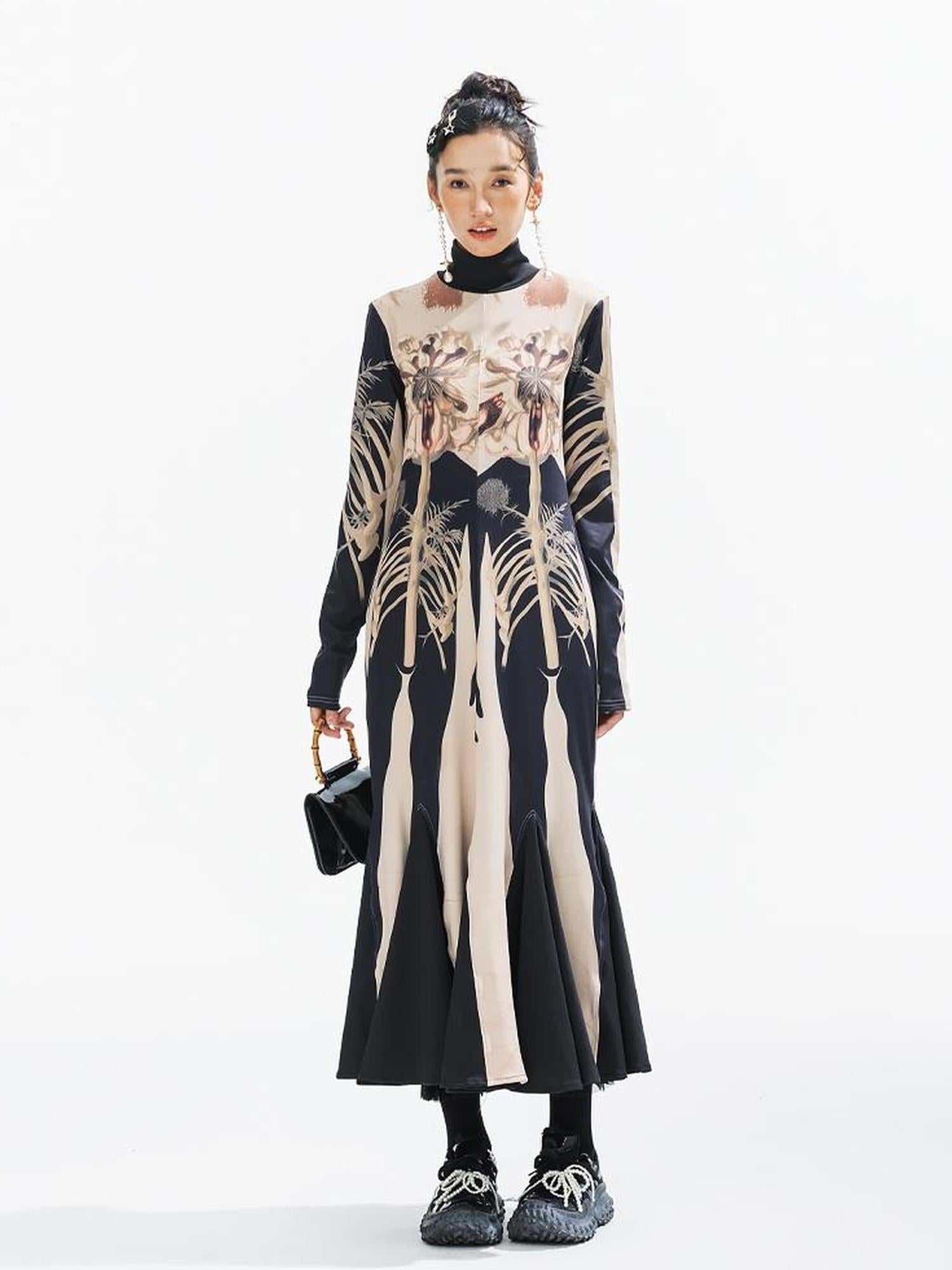 Sweet Mi Ethereal Abyss Floral Mermaid Maxi Dress