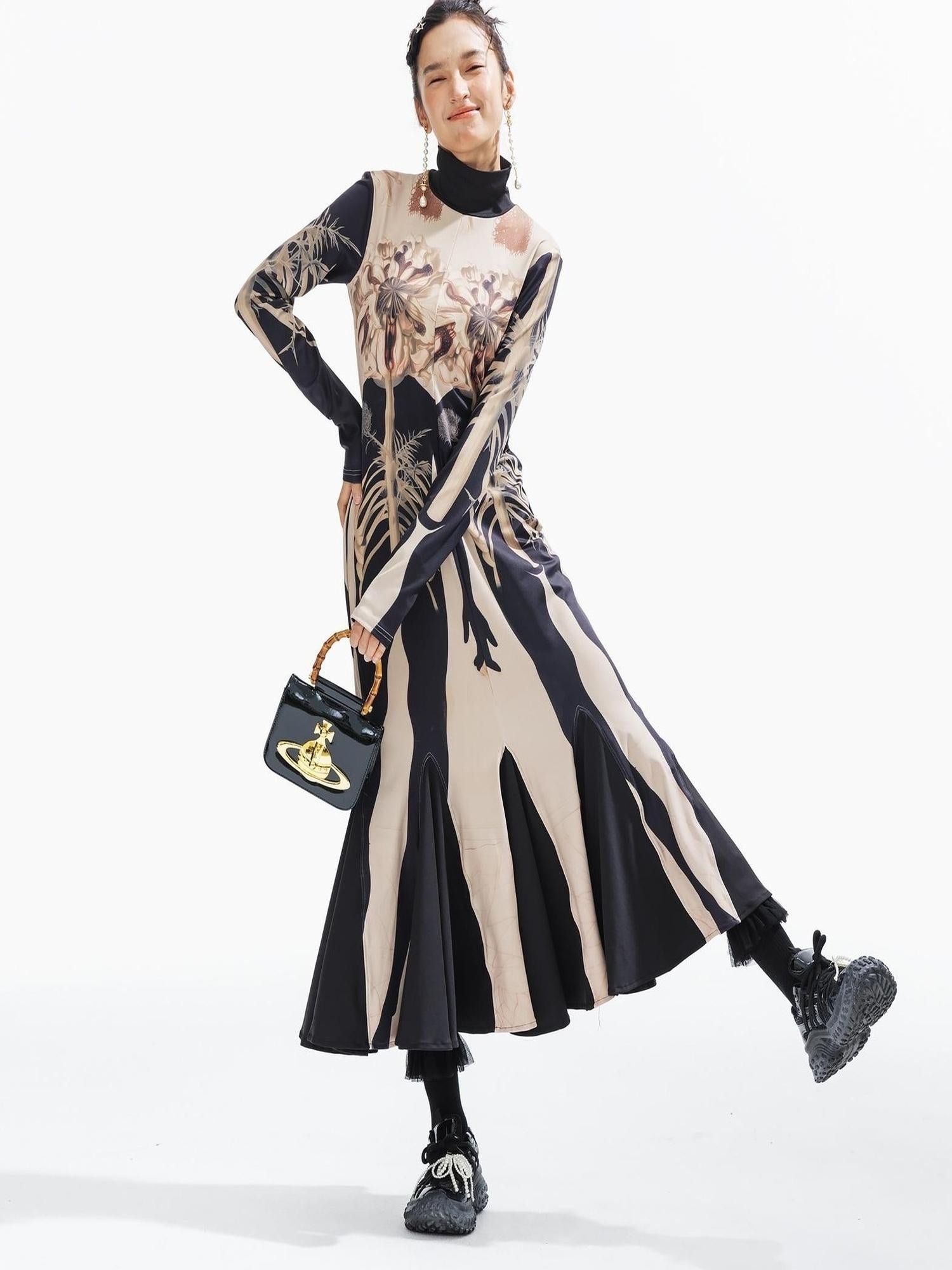 Sweet Mi Ethereal Abyss Floral Mermaid Maxi Dress