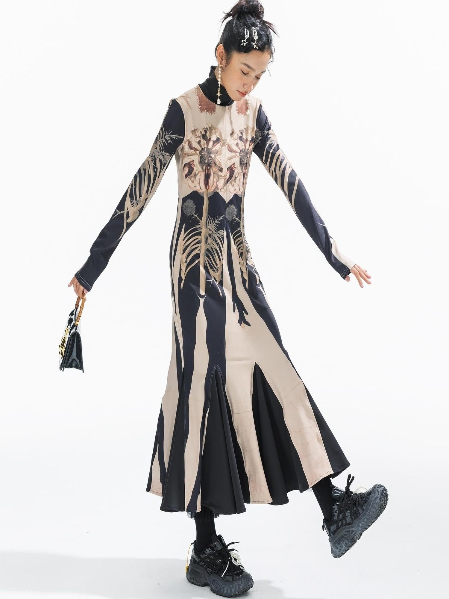 Sweet Mi Ethereal Abyss Floral Mermaid Maxi Dress