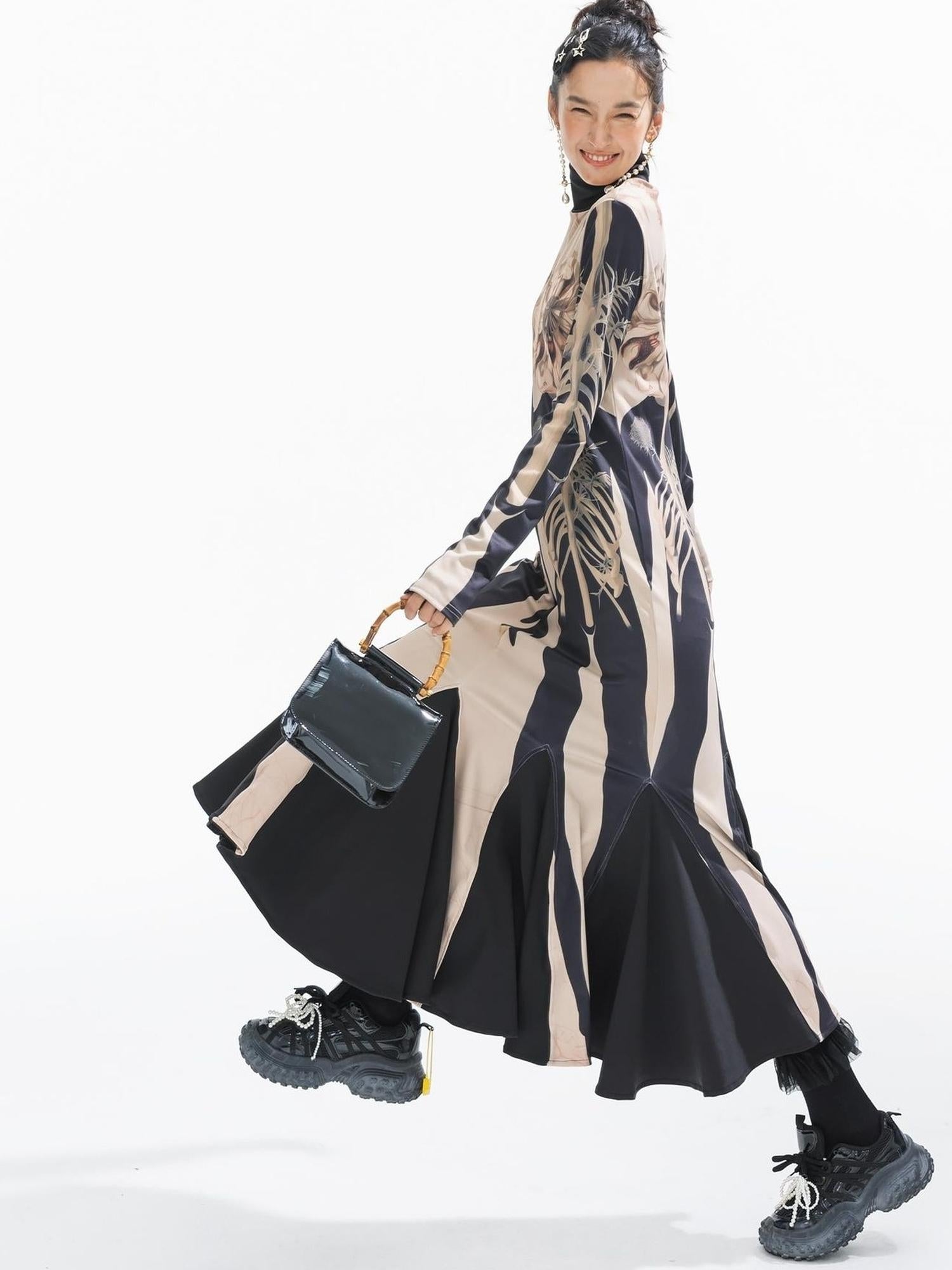 Sweet Mi Ethereal Abyss Floral Mermaid Maxi Dress