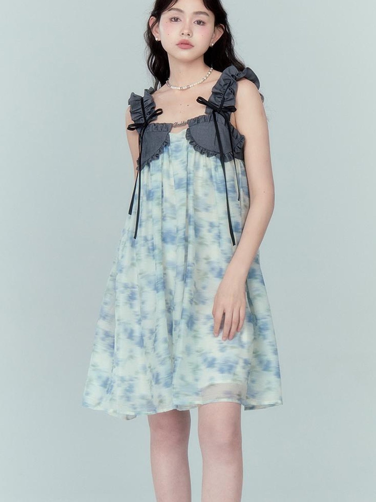 DIDDI MODA Ethereal Floral A Line Sundress With Ruffled Hem