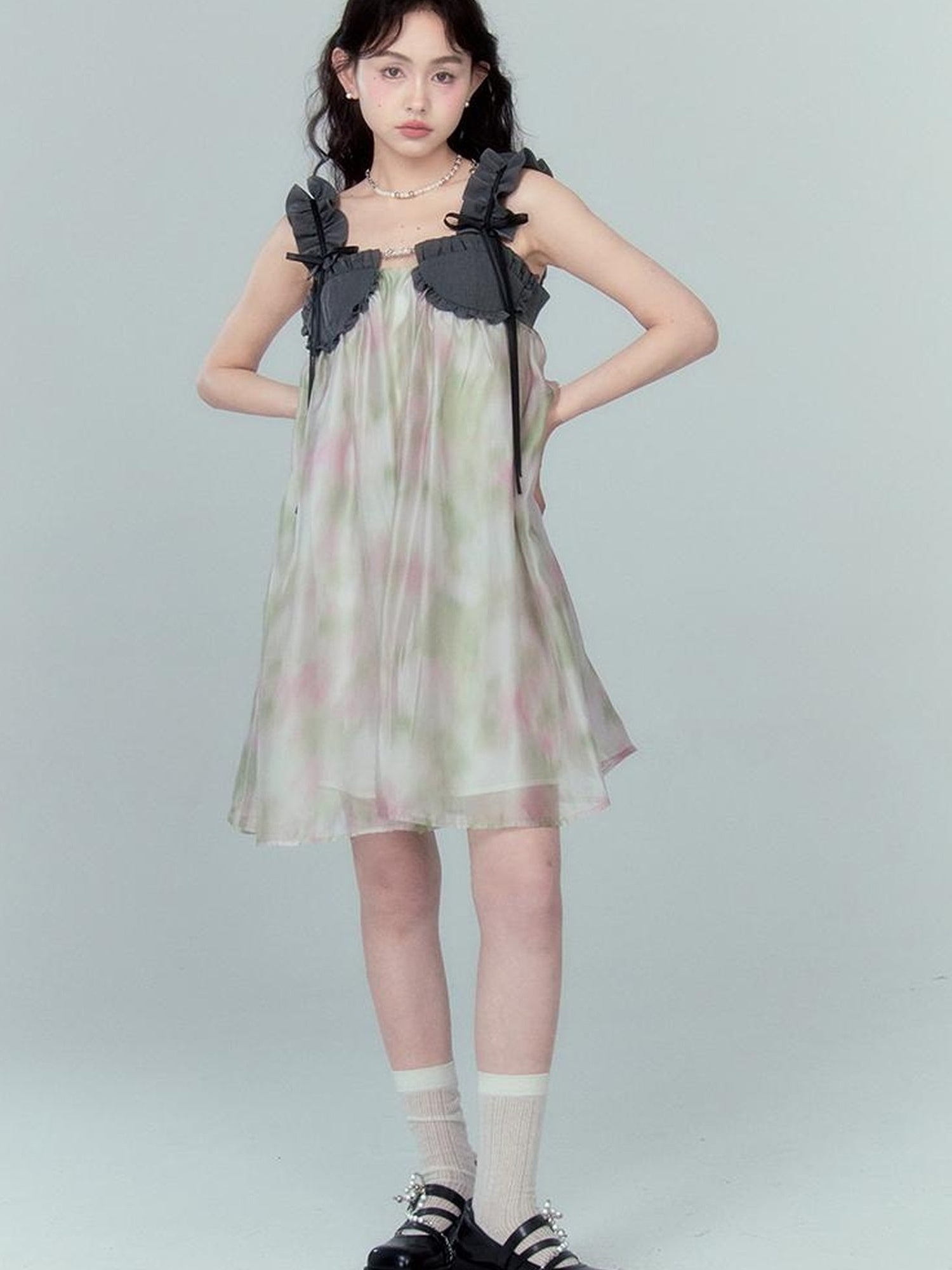 DIDDI MODA Ethereal Floral A Line Sundress With Ruffled Hem