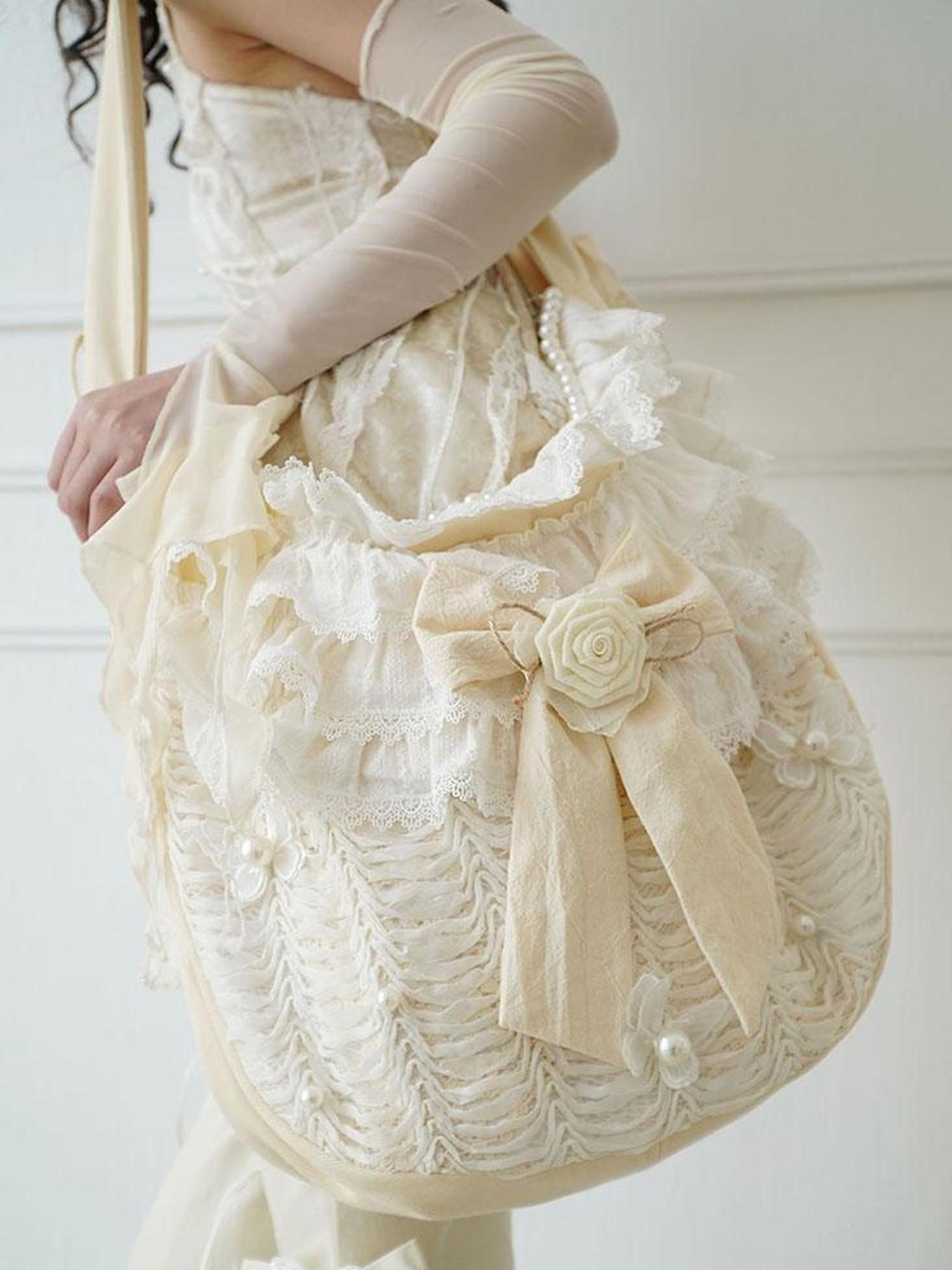 WSW WUSHENWU Ethereal Lace Girl Canvas Crossbody Bag One Size