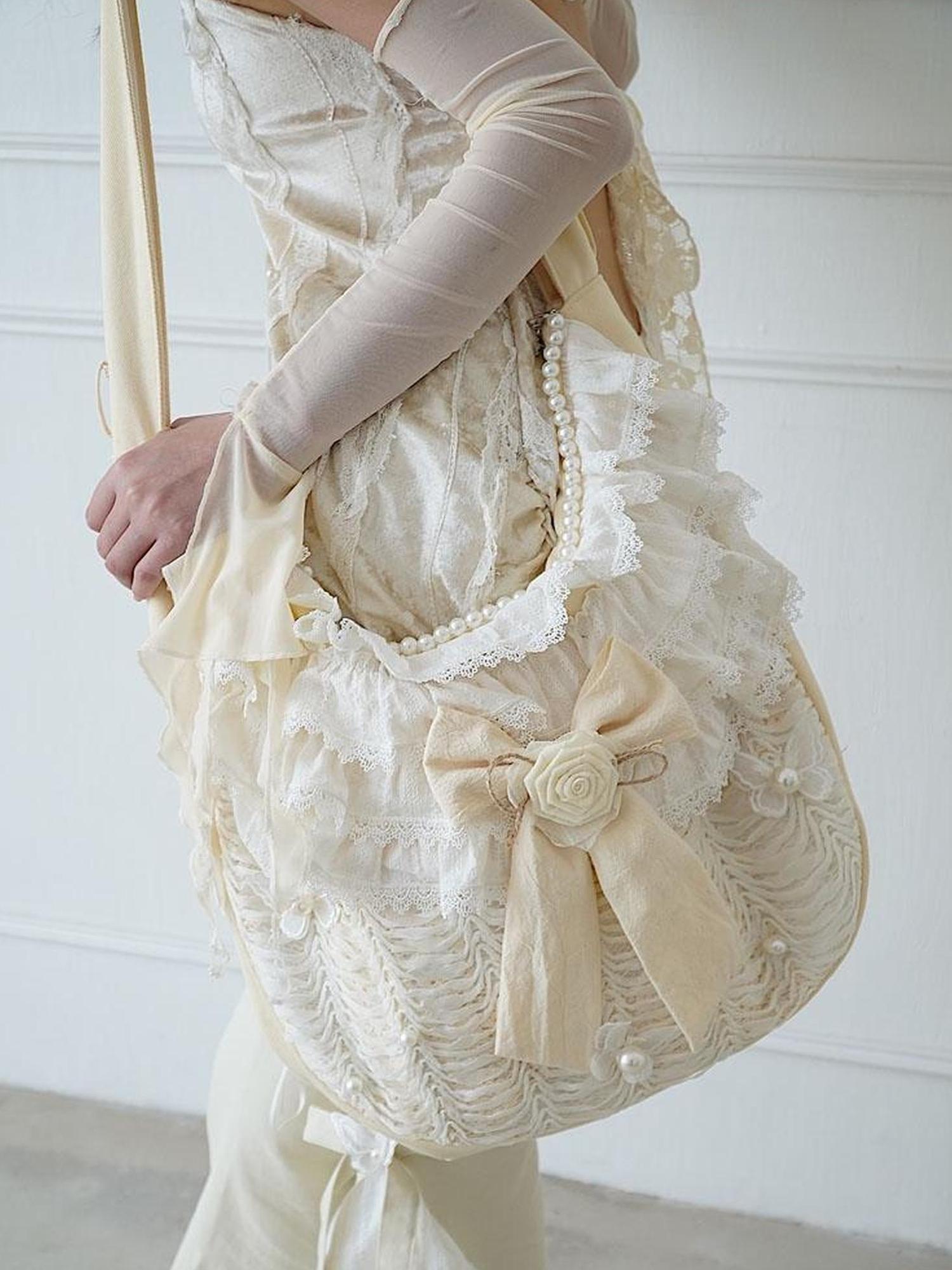 WSW WUSHENWU Ethereal Lace Girl Canvas Crossbody Bag One Size