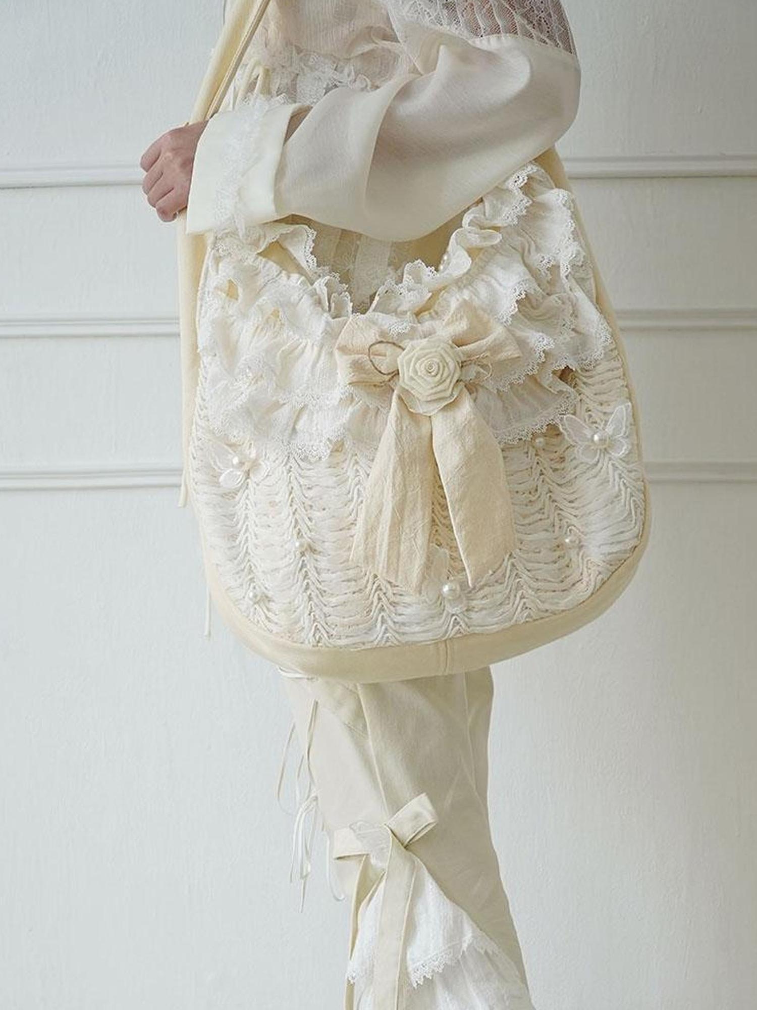 WSW WUSHENWU Ethereal Lace Girl Canvas Crossbody Bag One Size