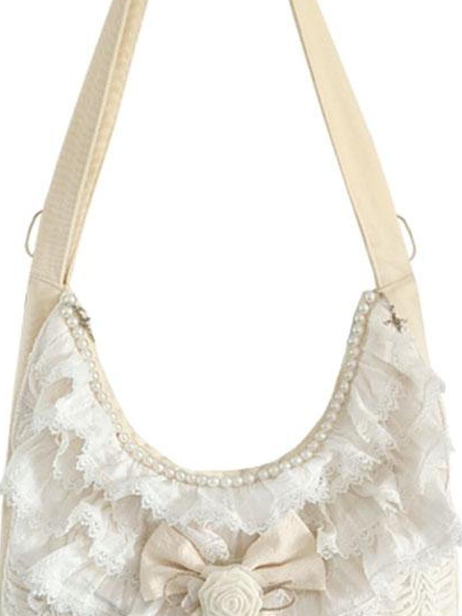 WSW WUSHENWU Ethereal Lace Girl Canvas Crossbody Bag One Size