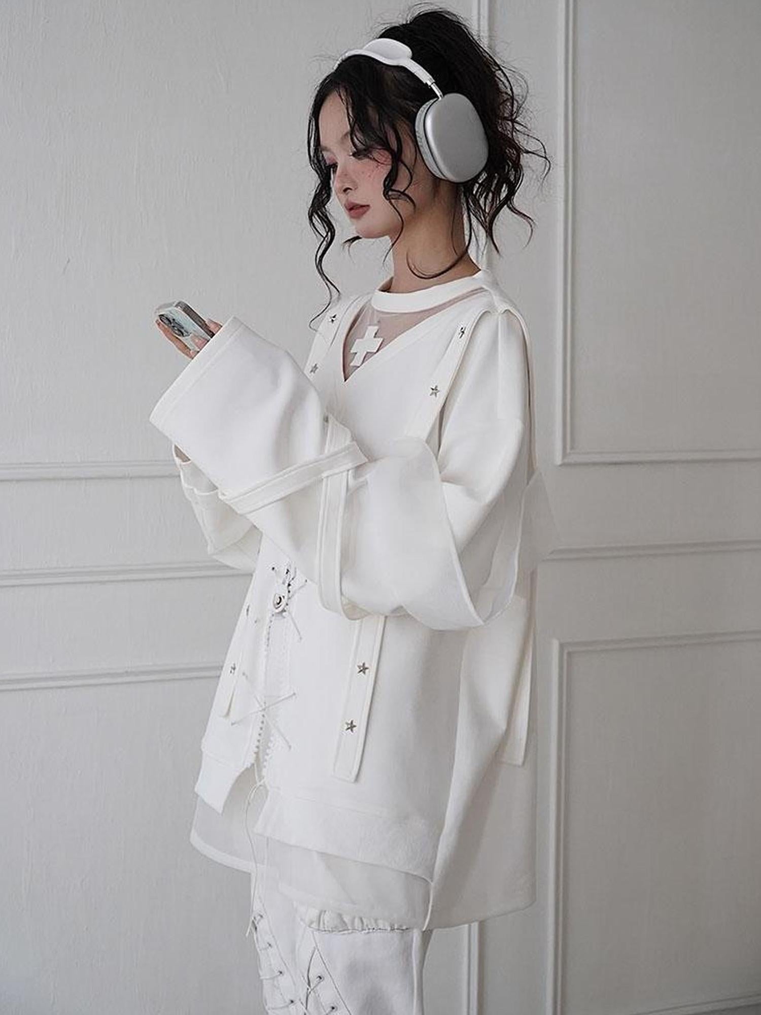WSW WUSHENWU Ethereal White Embroidered Sportswear