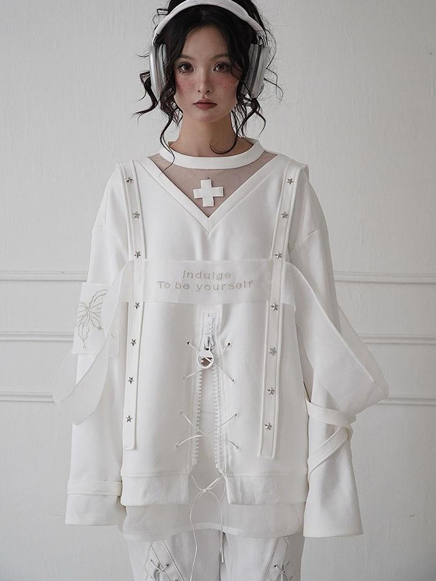 WSW WUSHENWU Ethereal White Embroidered Sportswear