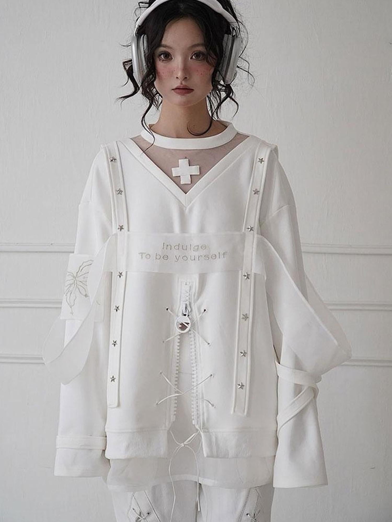 WSW WUSHENWU Ethereal White Embroidered Sportswear