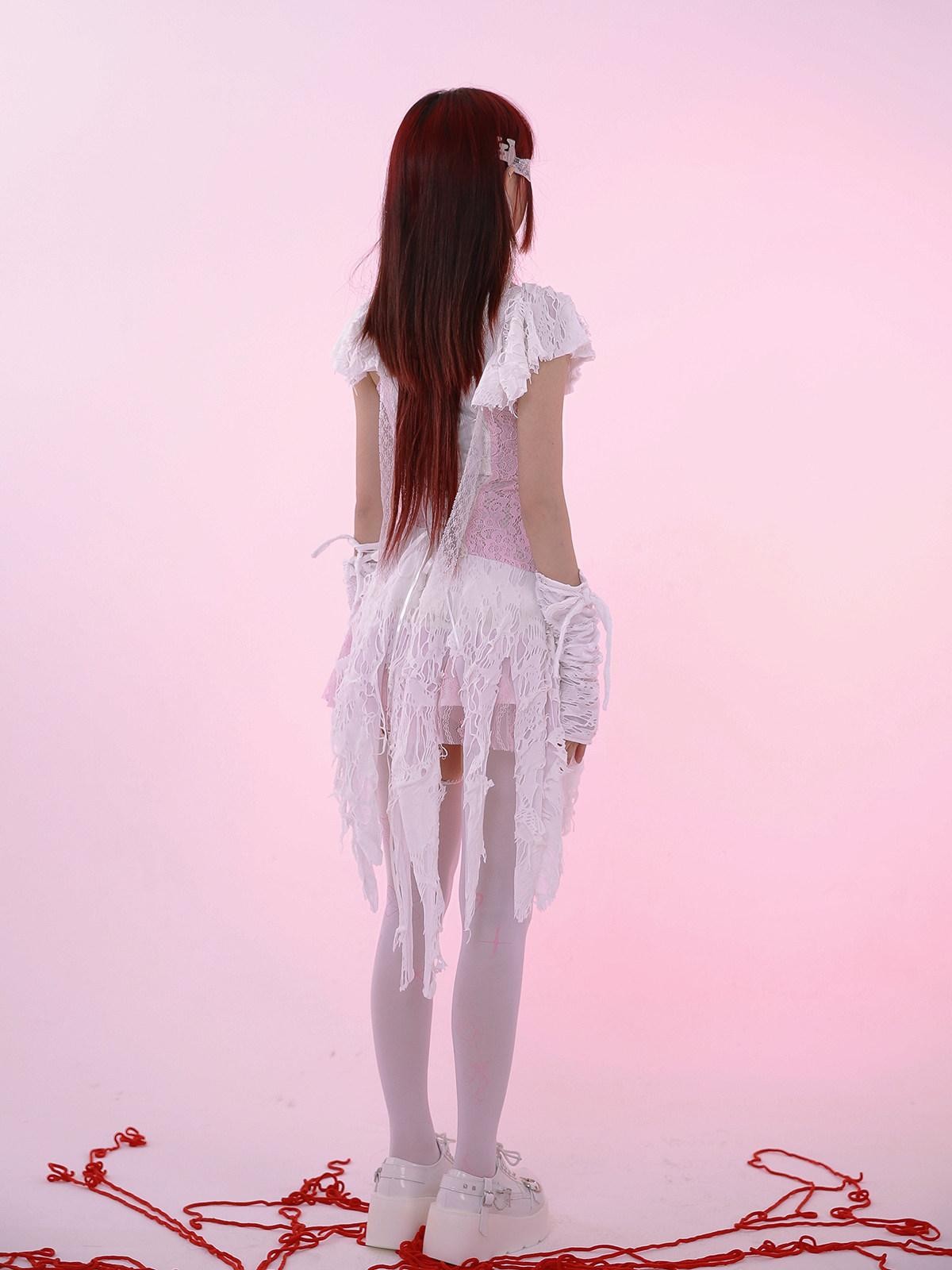 Evil Tooth Broken Texture Patchwork Lace Women&