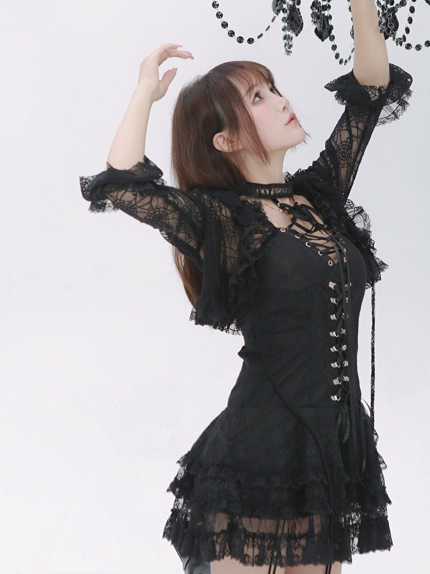 Evil Tooth Dark Gothic Bell Sleeve V-neck Cropped Cape Women&