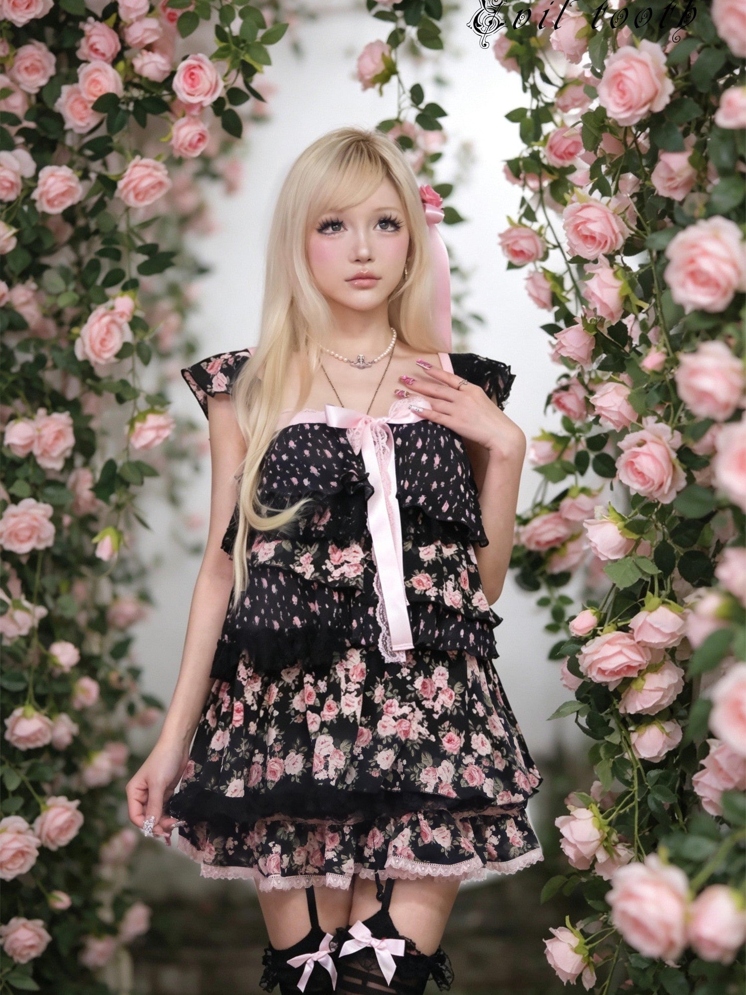 Evil Tooth Irregular Patchwork Layered Floral Tiered Women&