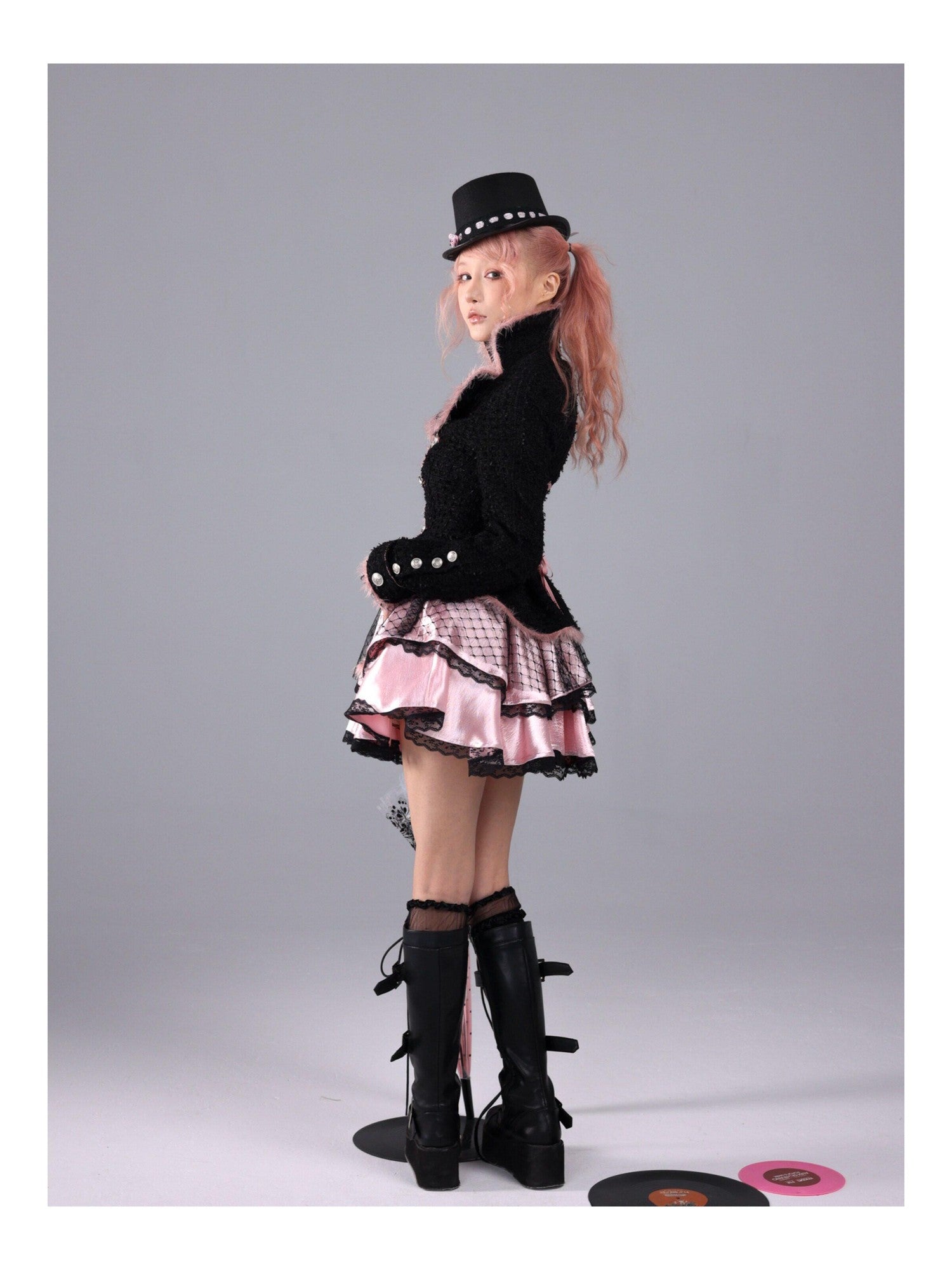 Evil Tooth Rose Battle Gothic Double Breasted Cinched Waist Women&