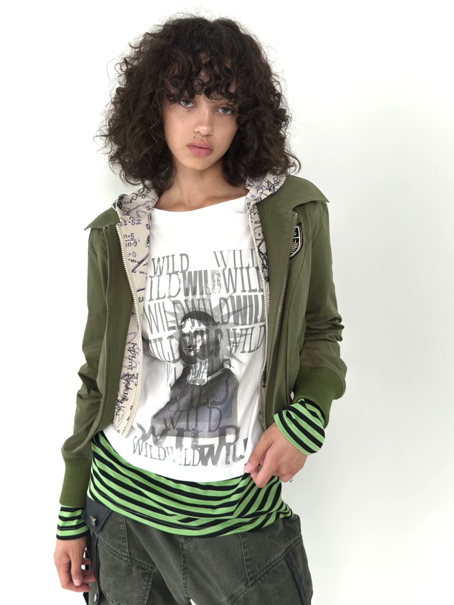 FULLTIDE 100% Cotton Breathable Deconstructed Loose Straight Unisex Striped Print T-Shirt