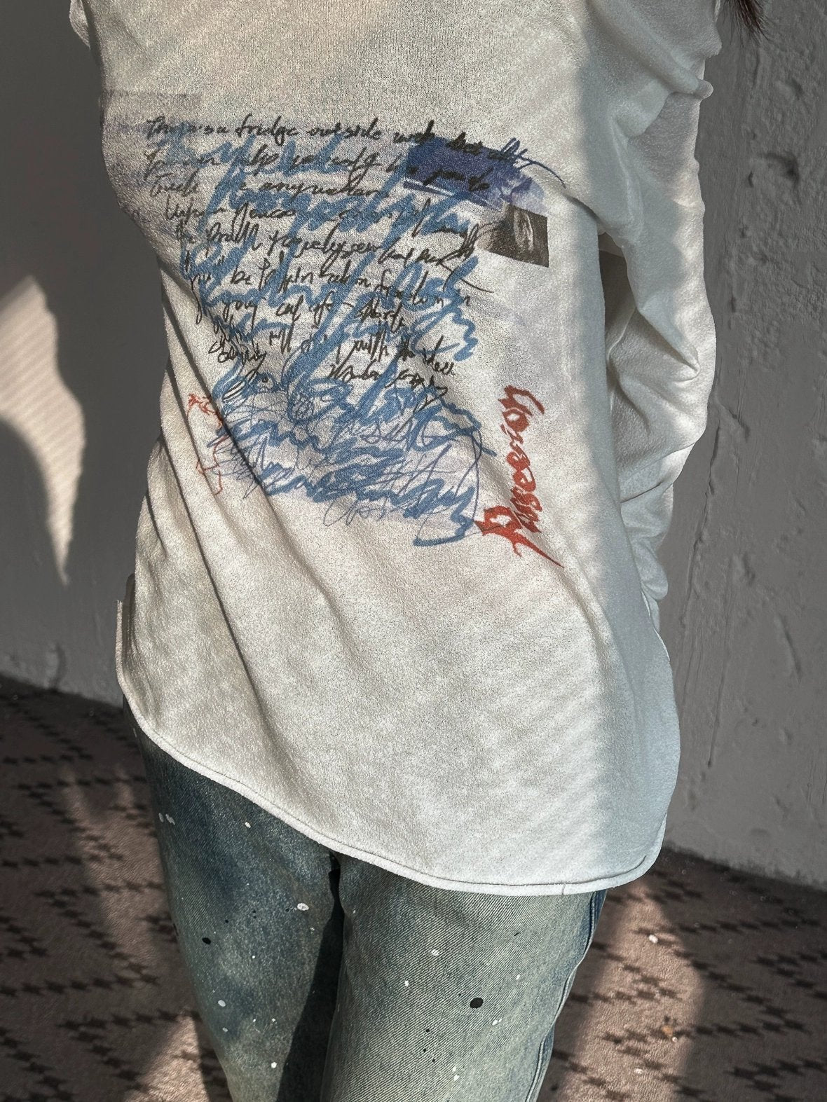 FULLTIDE 100% Cotton Casual Crew Neck Long Sleeve Regular Fit Women Off White T-Shirt