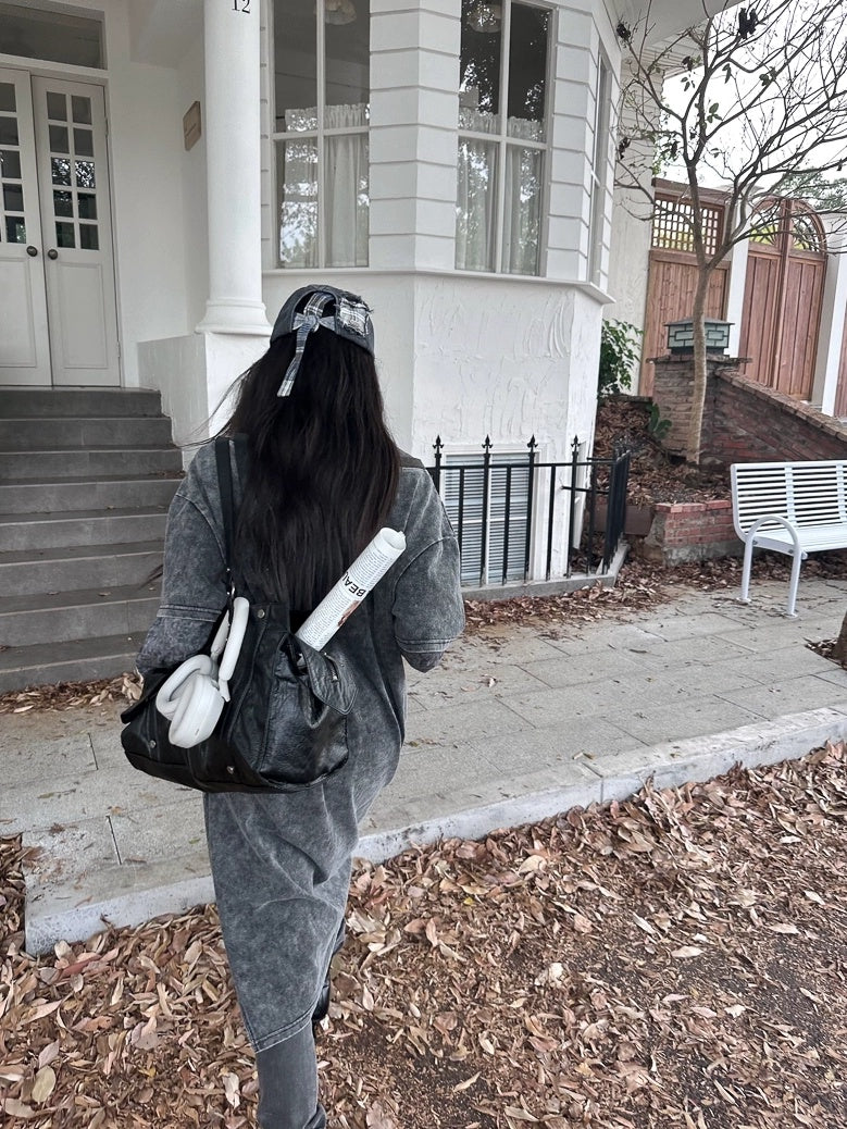 FULLTIDE 100 Percent Cotton Streetwear Crew Neck Mid Length Women Gray Yellow T-Shirt