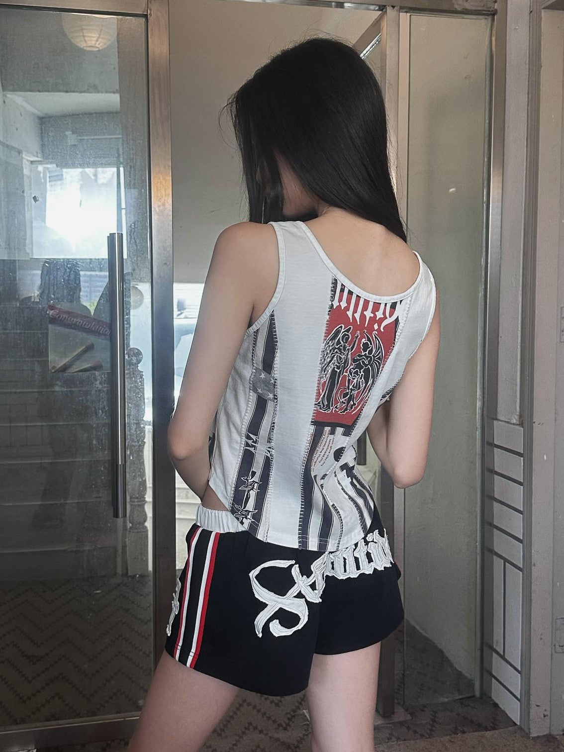FULLTIDE Angels And Demons Hand Painted Irregular Print Women&