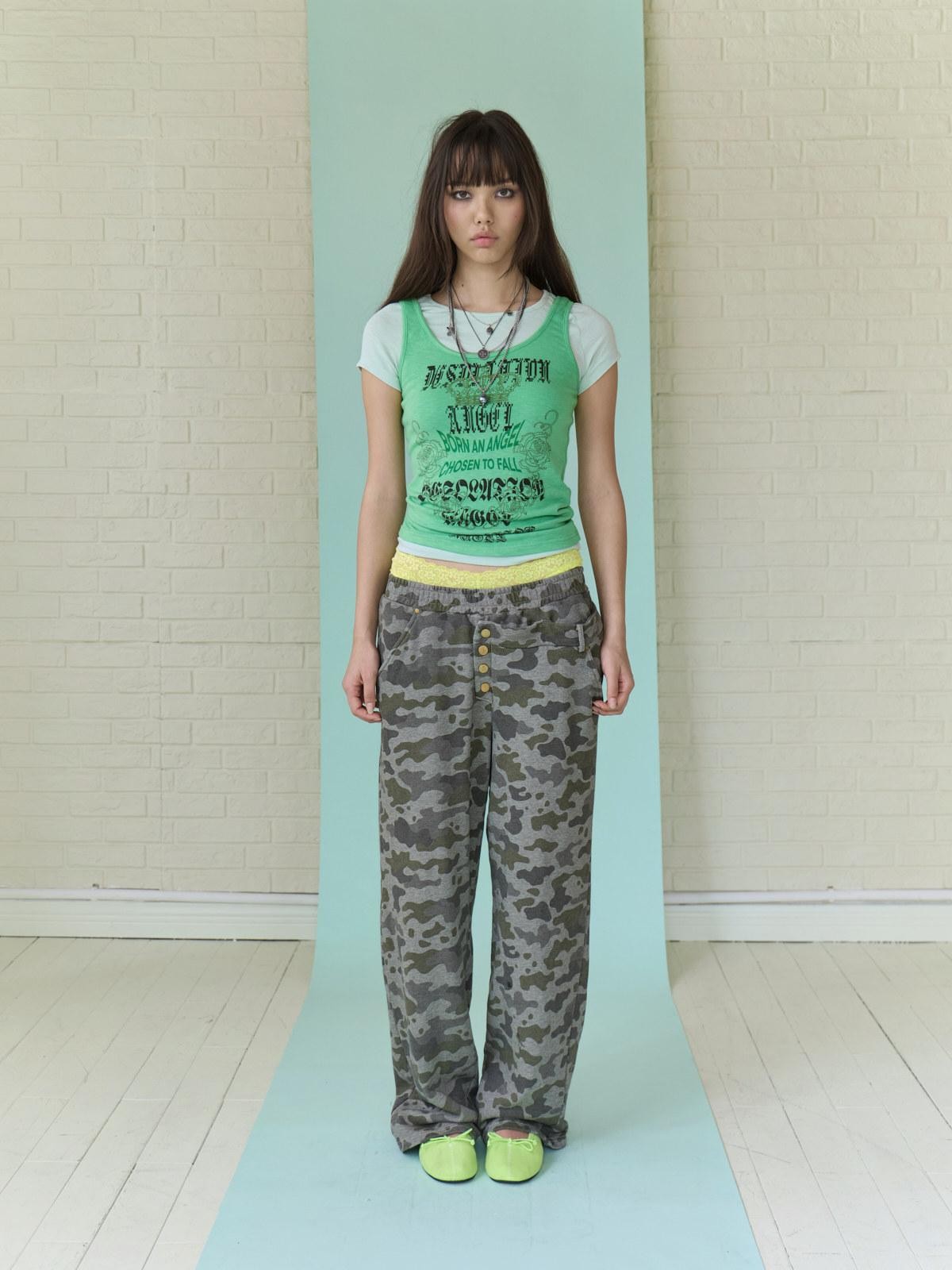 FULLTIDE Asymmetric Camouflage Double Waistband Women&