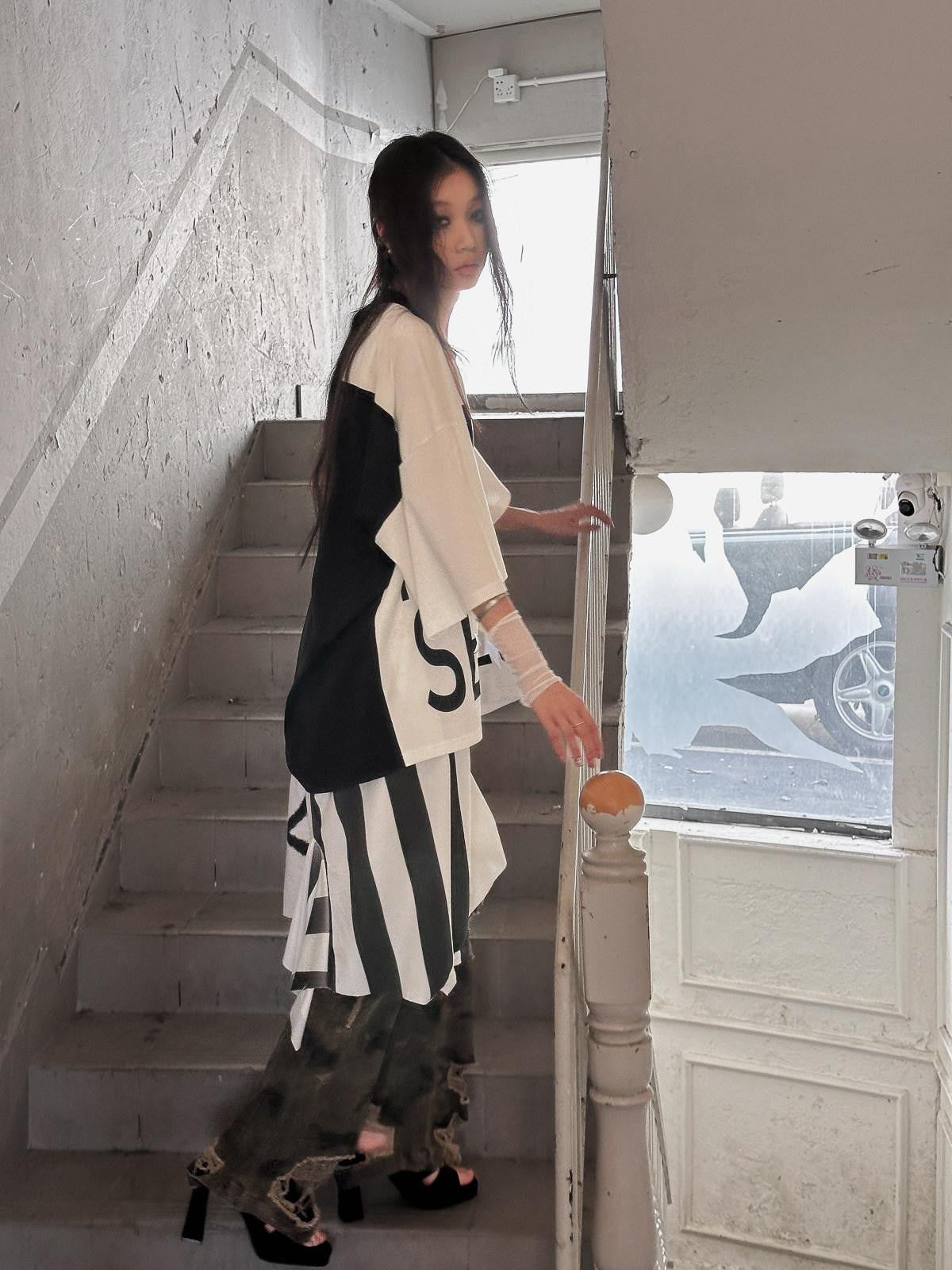 FULLTIDE Black White Luminous Structured Oversized Women&