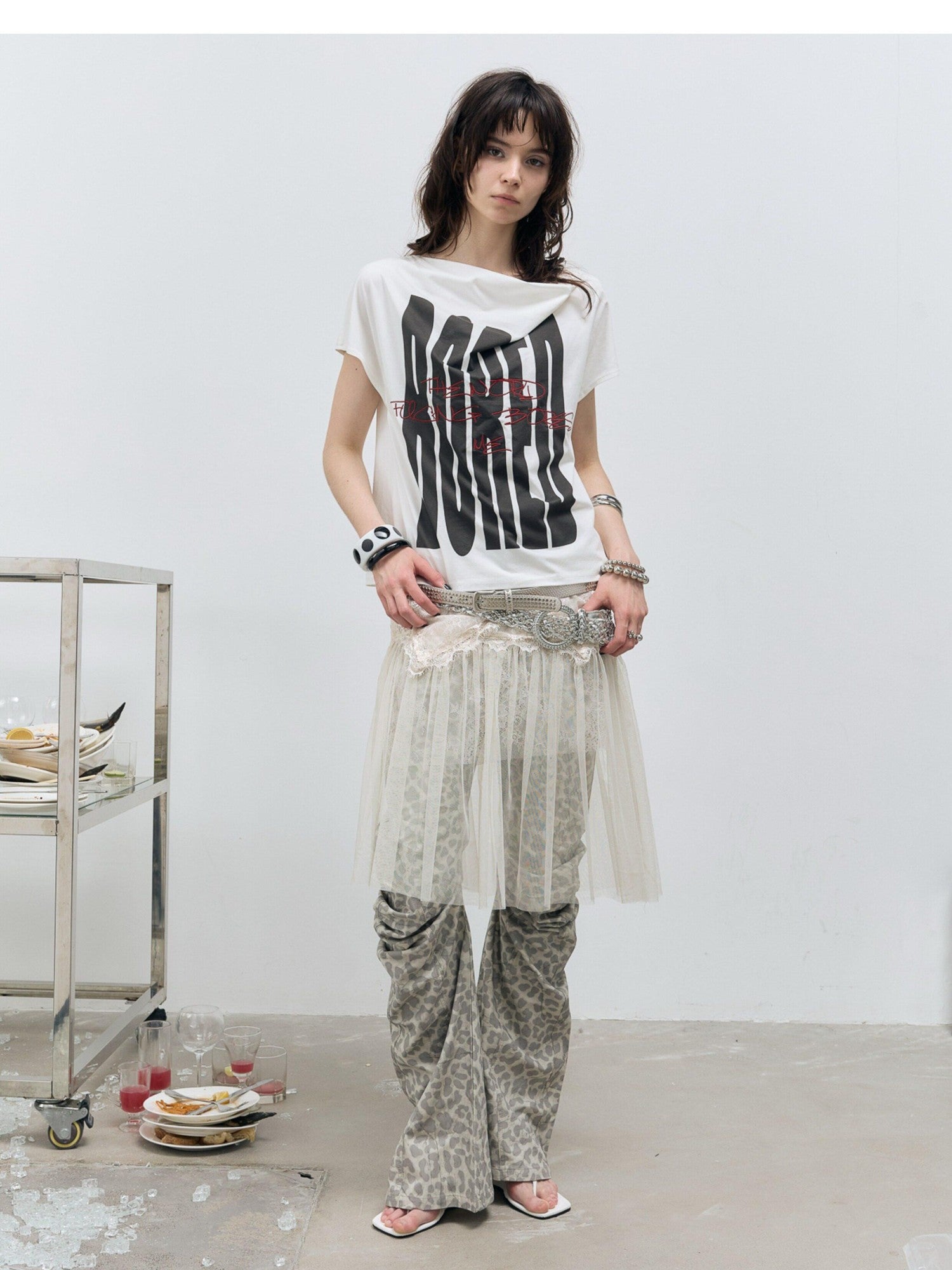FULLTIDE Bored Embroidered Irregular Print Women&