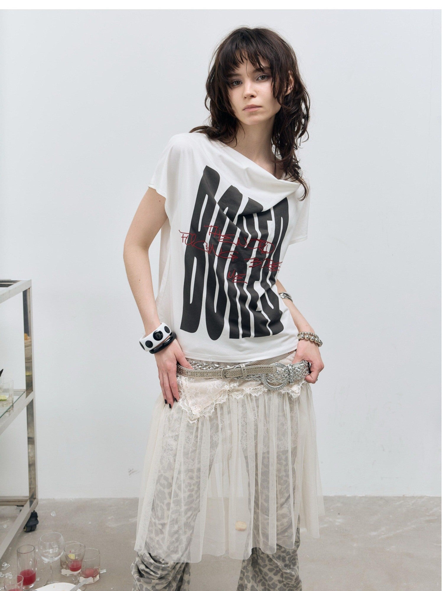 FULLTIDE Bored Embroidered Irregular Print Women&