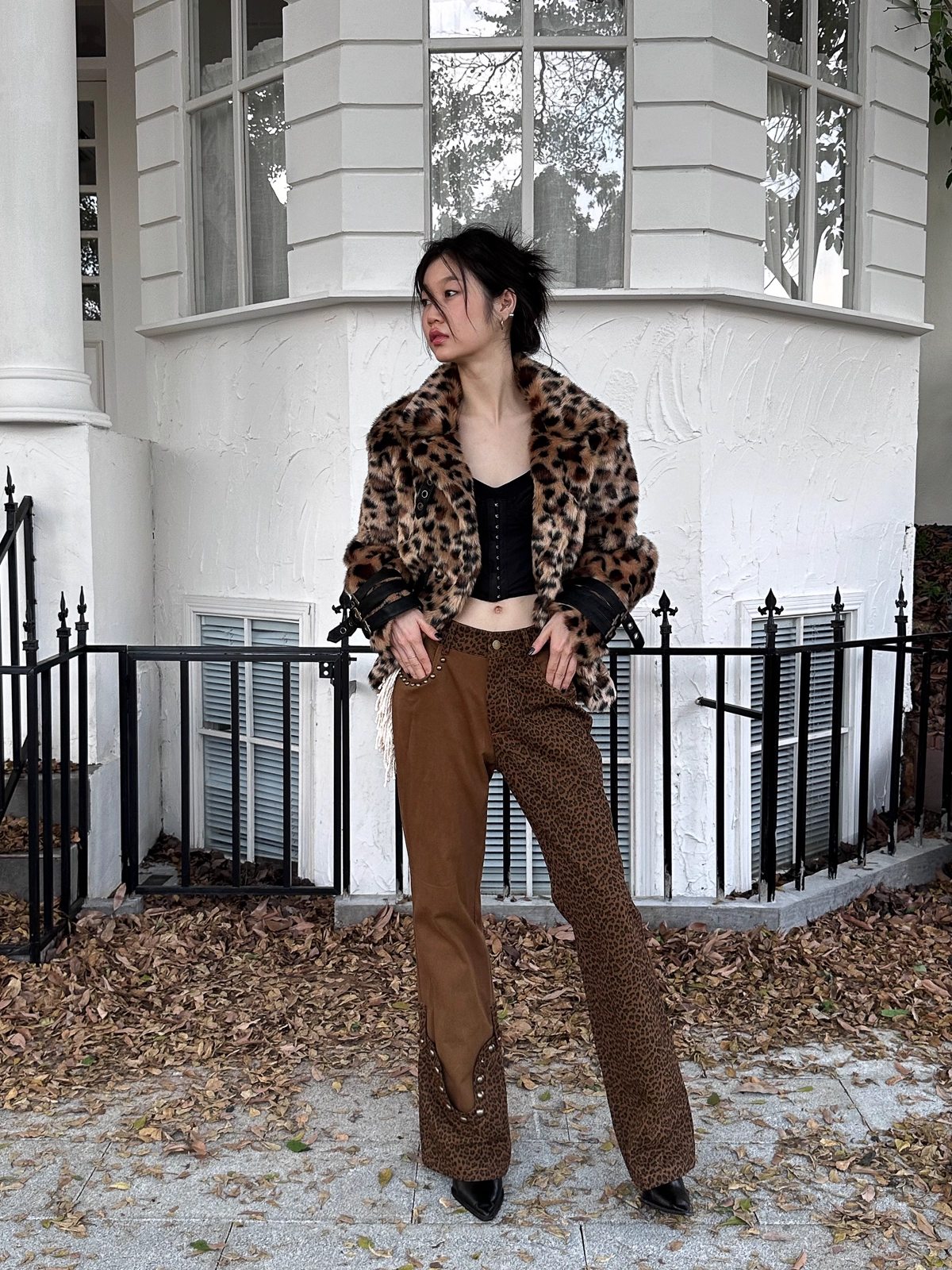 FULLTIDE_Comfortable_Cotton_Micro_Flare_Office_Pockets_Natural_Waist_Women_Brown_Pants_MISSTT